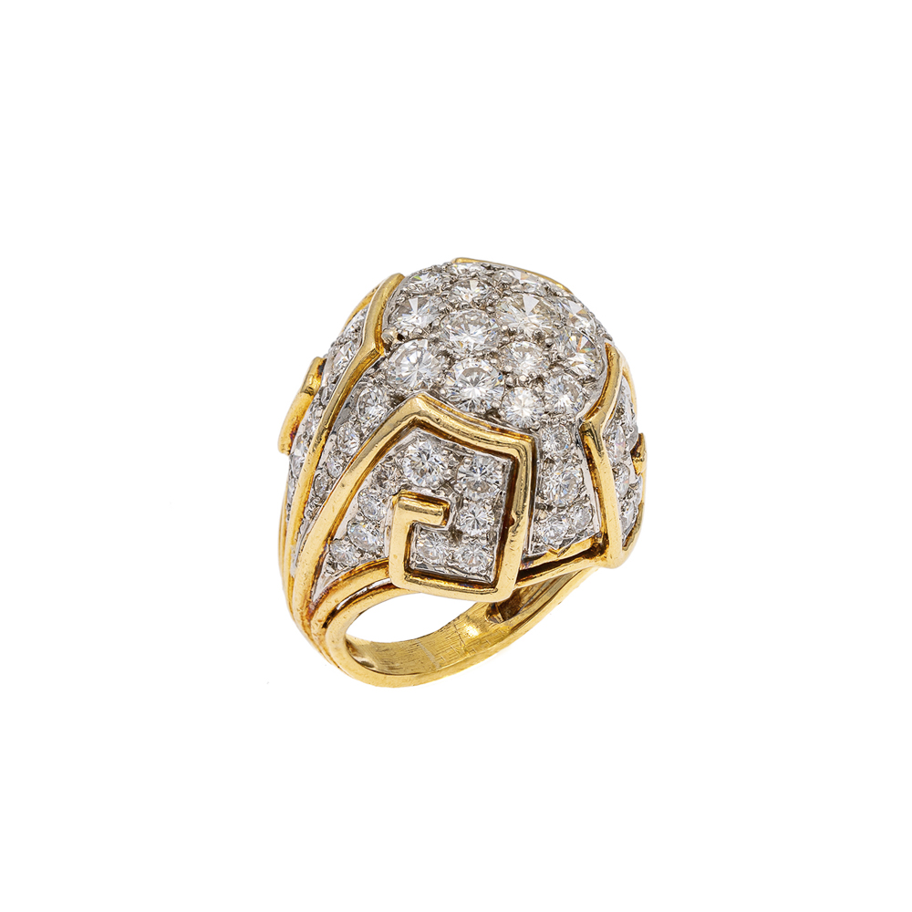 18kt yellow gold and diamonds Bombé ring