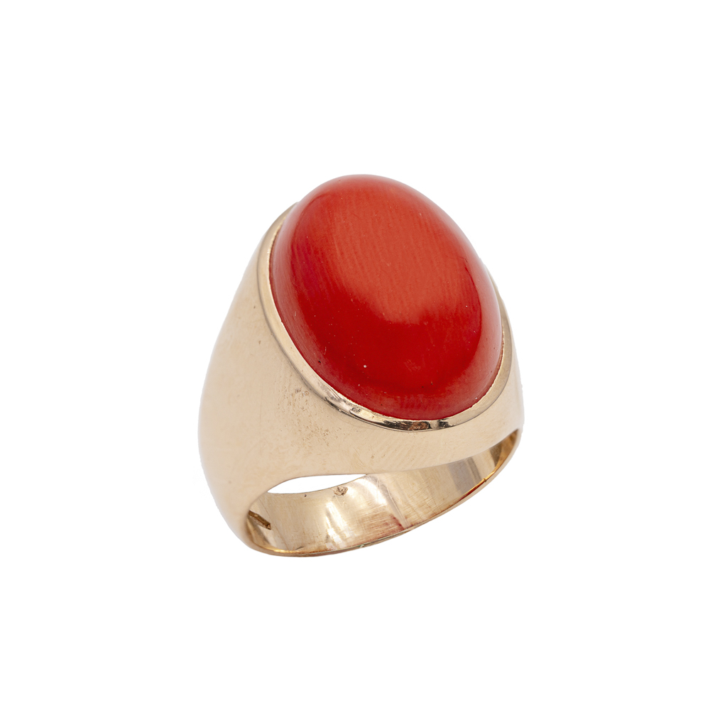 18kt rose gold and red coral ring