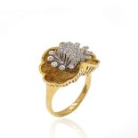 18kt yellow and white gold ring with diamonds