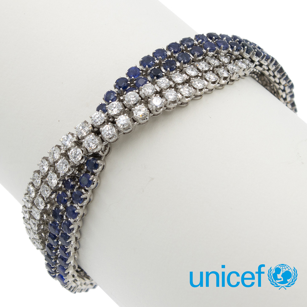 18kt white gold with diamonds and sapphires bracelet - Image 2 of 2