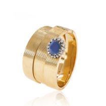 Three 18kt yellow gold with natural sapphire spiral bracelets