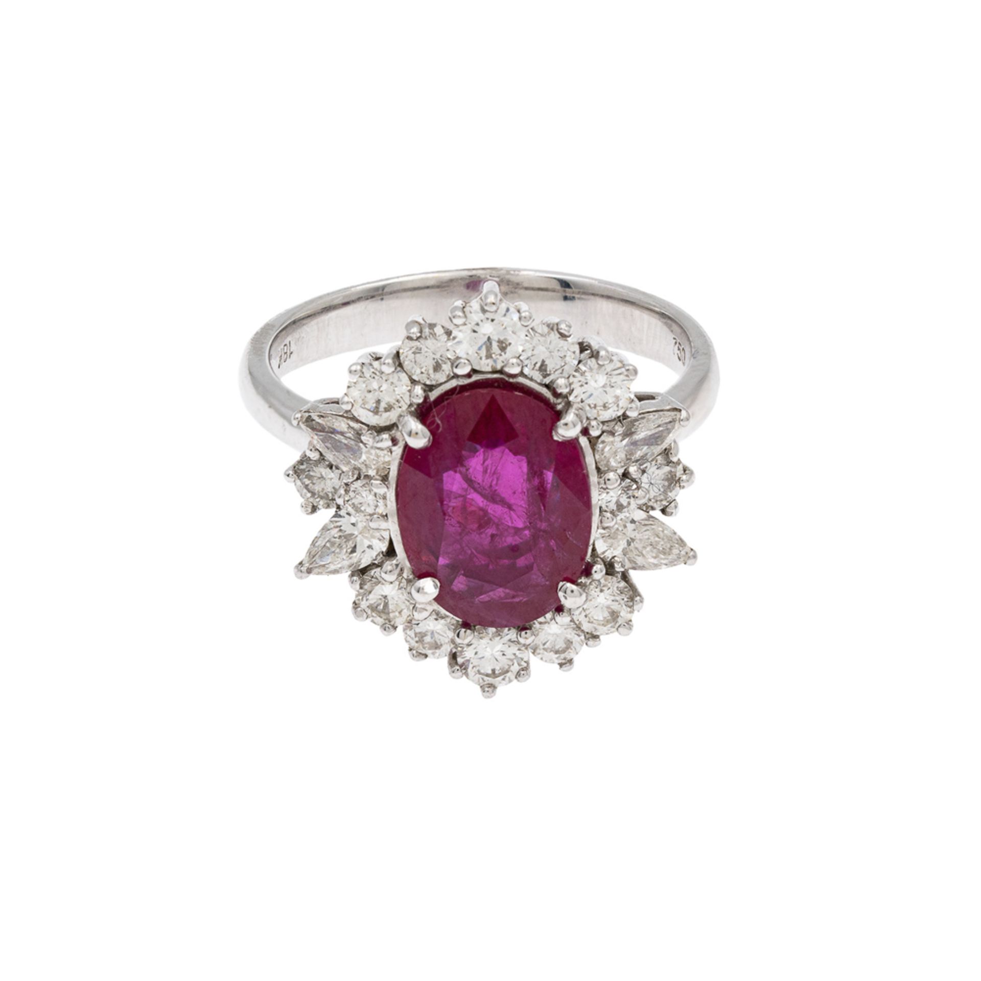 18kt white gold ring with natural Burmese ruby - Image 2 of 2
