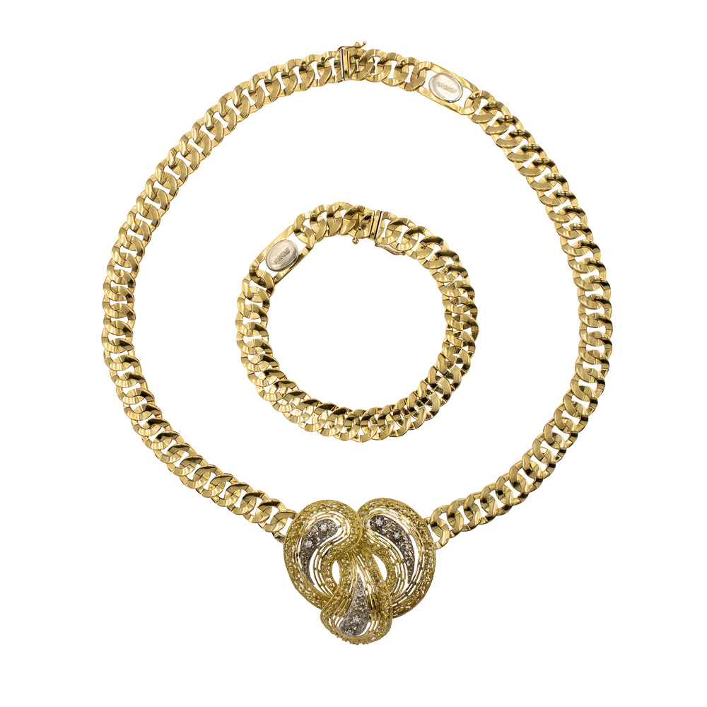 18kt yellow gold necklace and bracelet