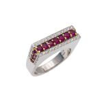 18kt white gold with rubies and diamonds ring