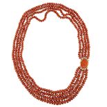 Four strands of Sciacca coral necklace