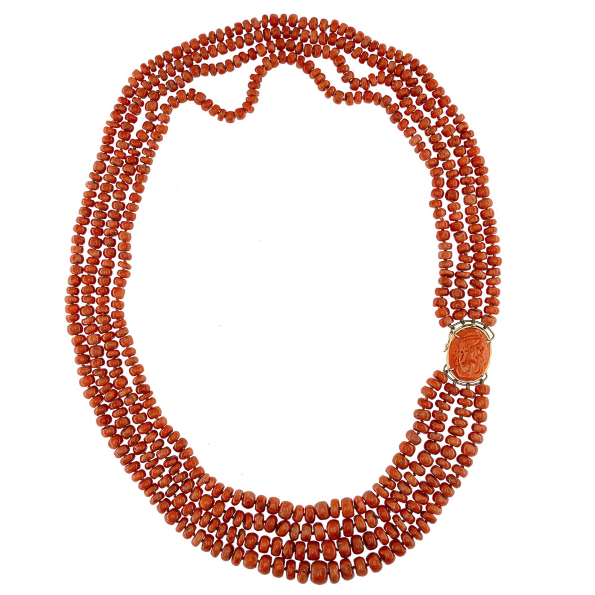 Four strands of Sciacca coral necklace