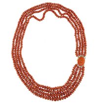 Four strands of Sciacca coral necklace