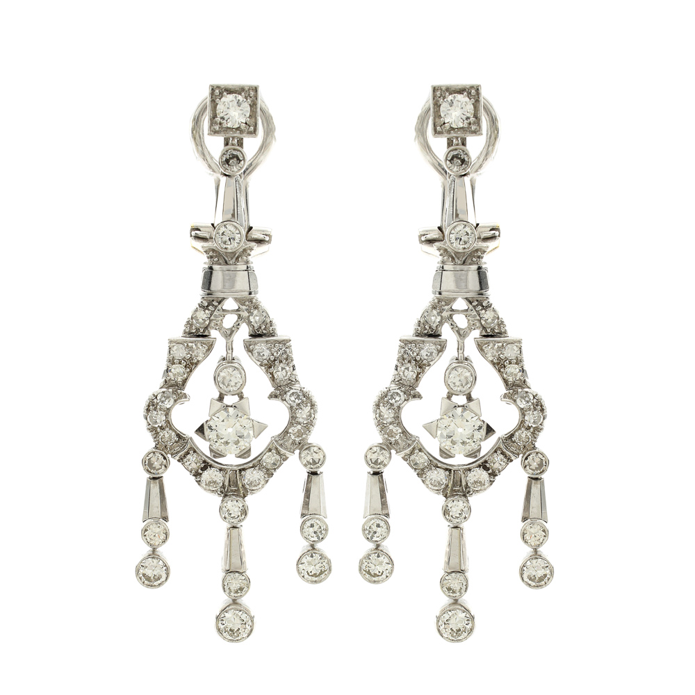 18kt white gold and diamonds pendant earrings