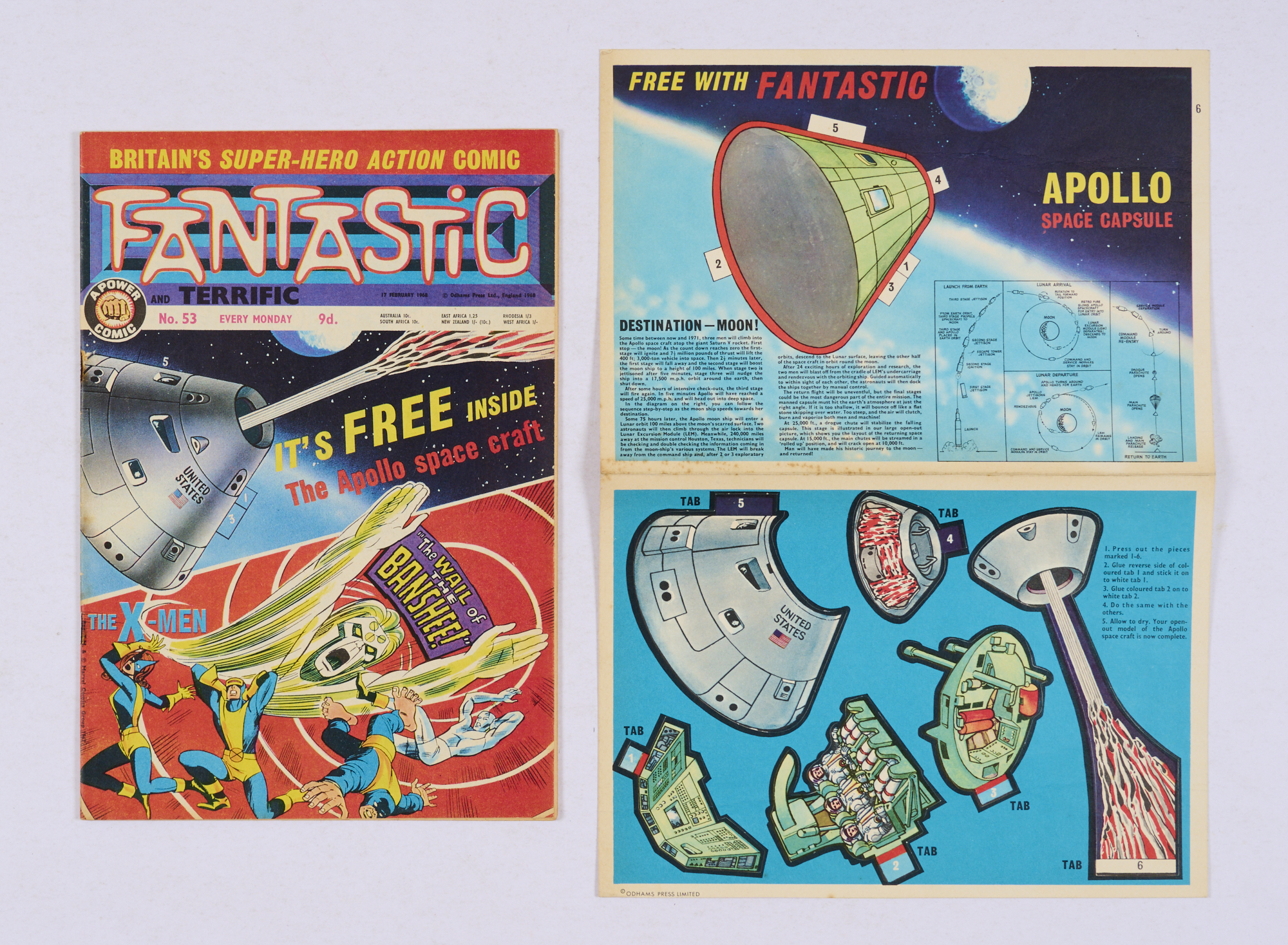 Fantastic 53 (1968) wfg Apollo Spacecraft Capsule [fn], comic with rusty staples [fn-]