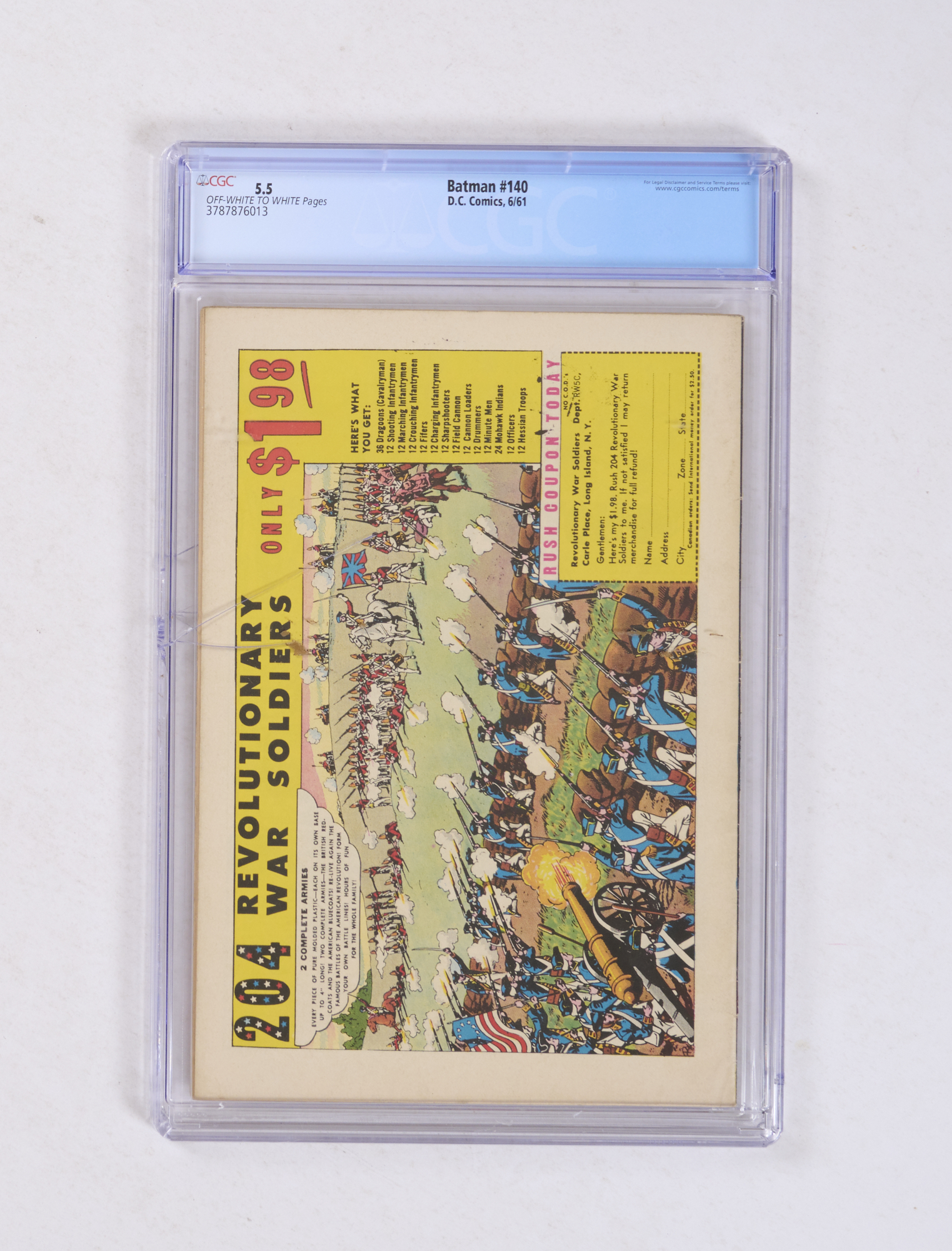 Batman 140 (1961) CGC 5.5 Off-white/white pages. Major cracks to CGC case. No Reserve - Image 2 of 2