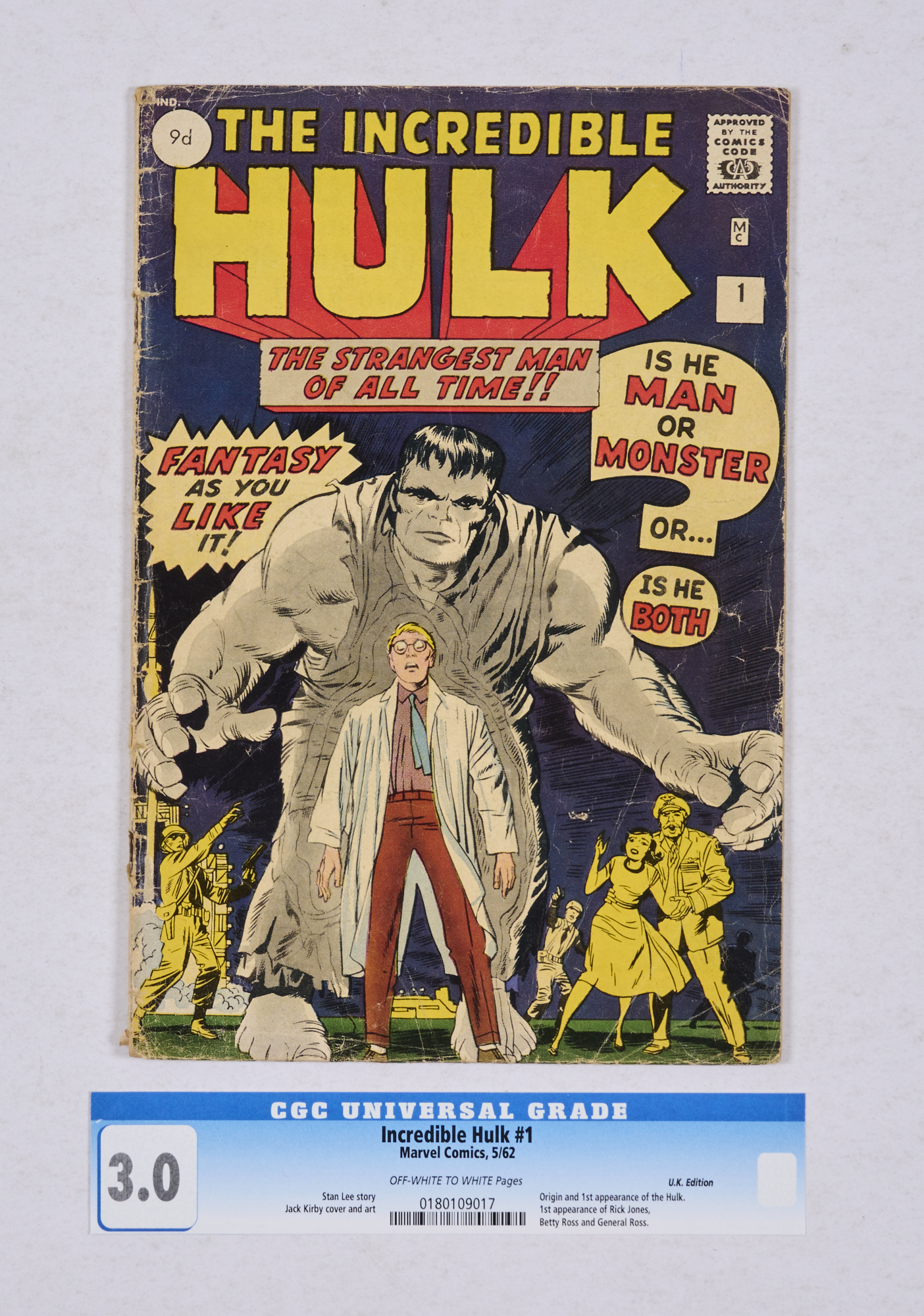Incredible Hulk 1 (1962) General overall wear and lower staple rust with no major defects. Retrieved