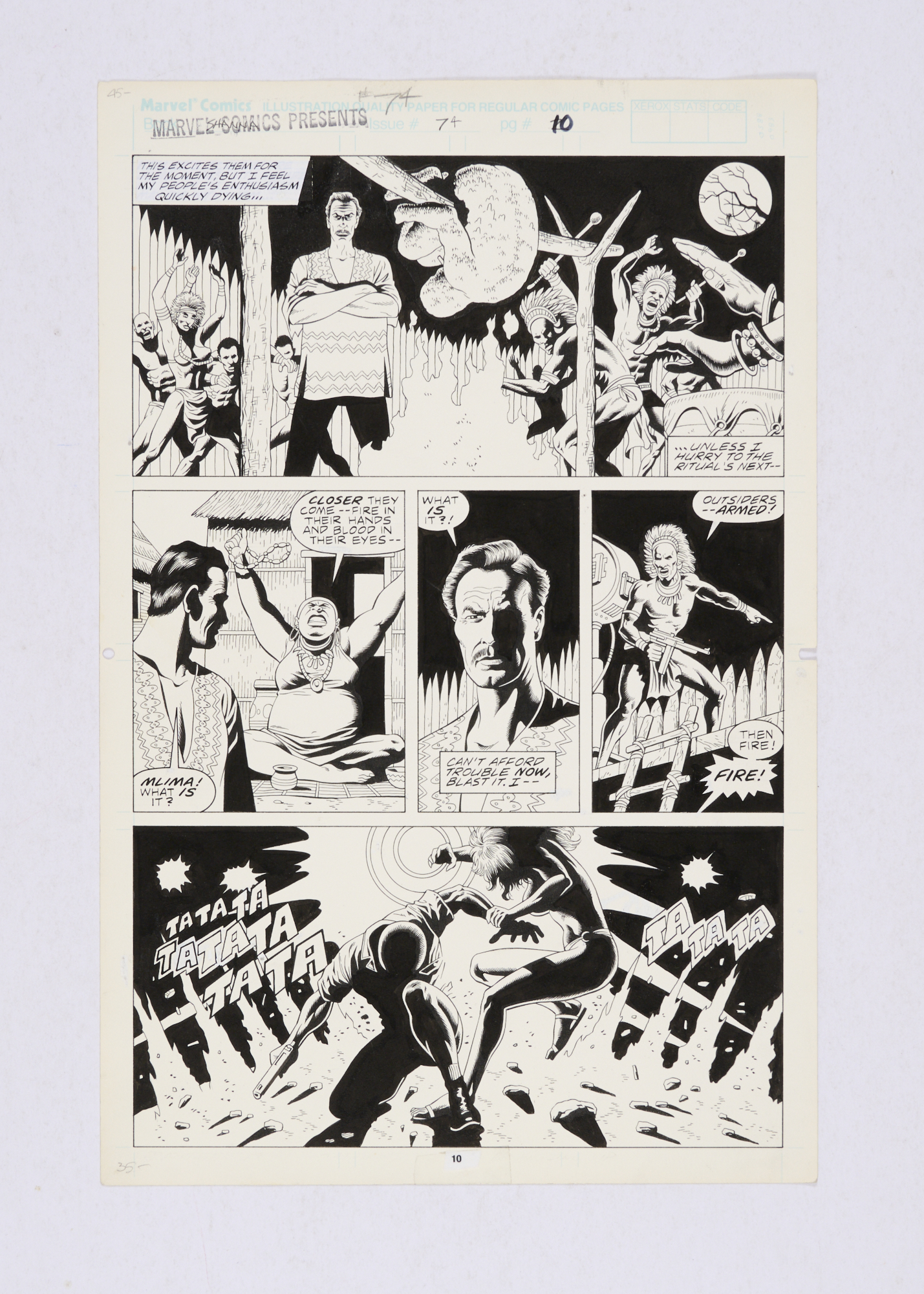 Marvel Comics Presents # 74 pg 10 Shanna original artwork (1991) by Paul Gulacy. Indian ink on card.