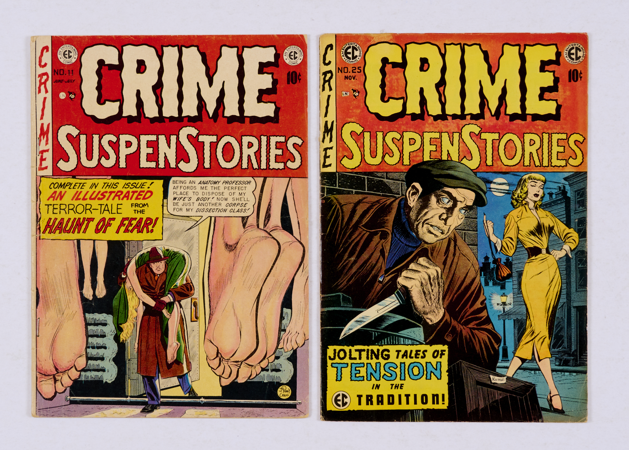 Crime SuspenStories (1952-53) 11, 25. # 11 [vg+], 25: top staple removed, interior pages neatly