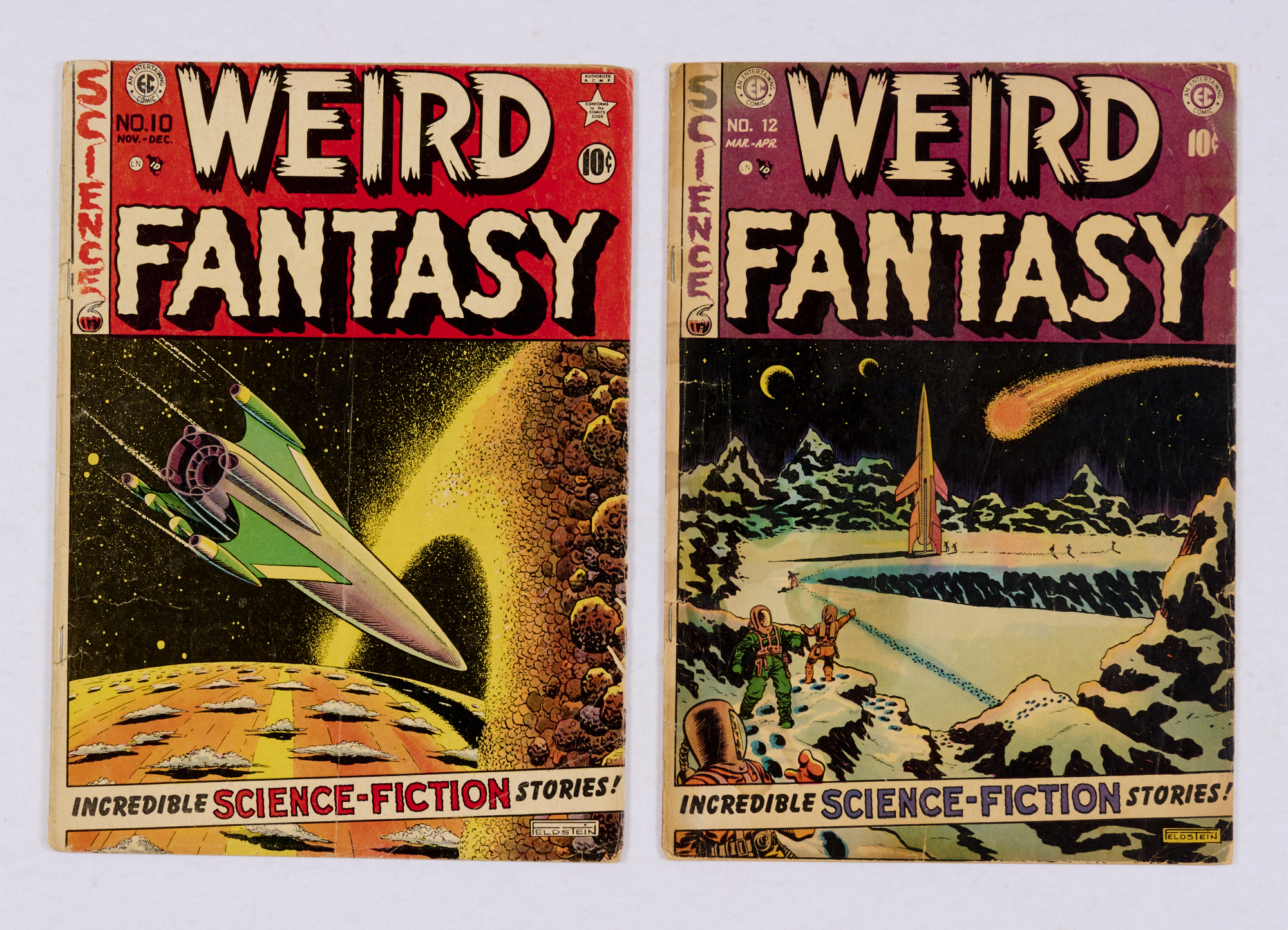 Weird Fantasy (1951-52) 10, 12. # 10 staples just holding loose cover in place [vg], # 12 [vg-] (2).