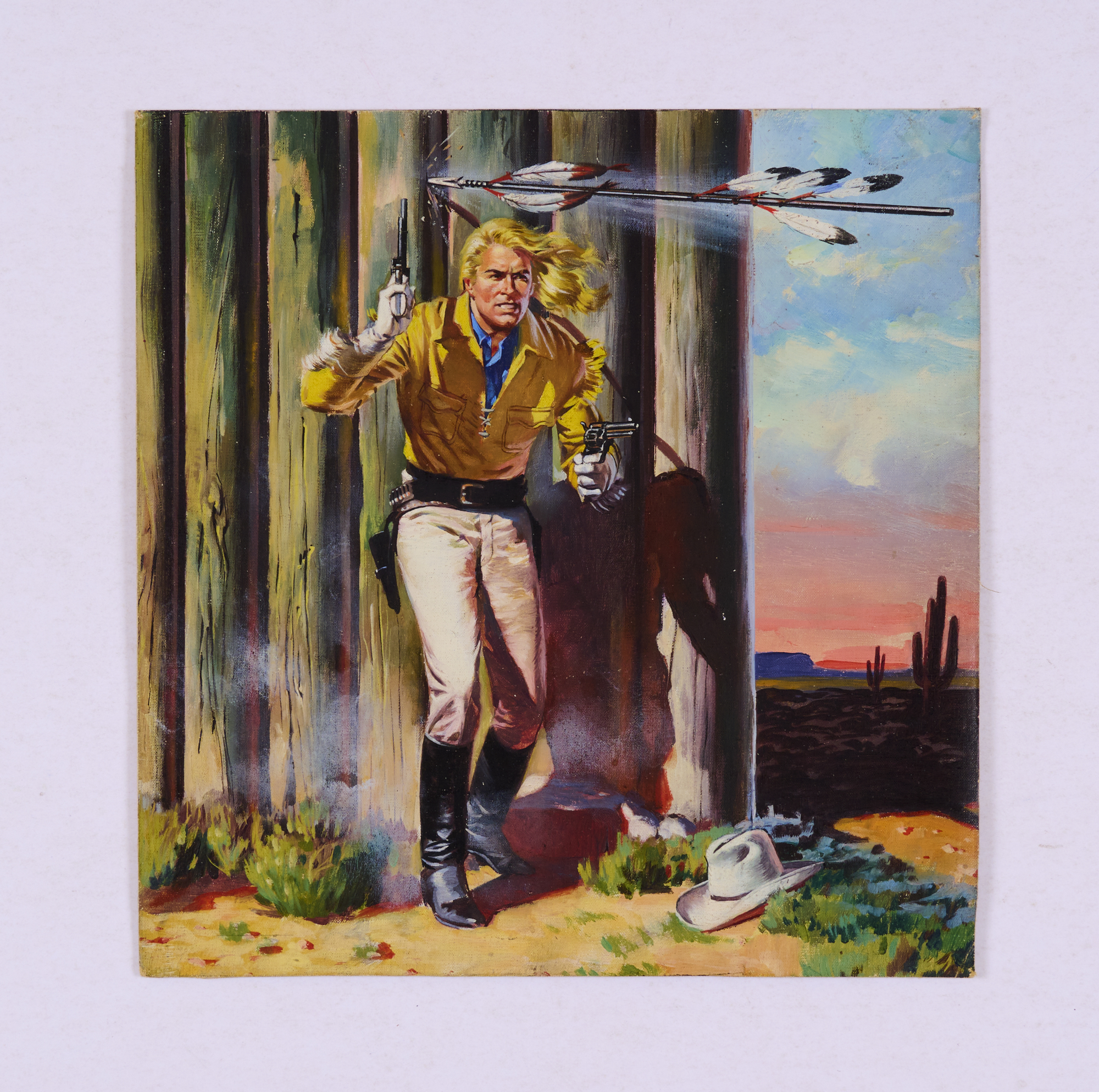 Kit Carson original cover artwork (1958) by Jordi Panalva for Cowboy Picture Library No 305. Gouache