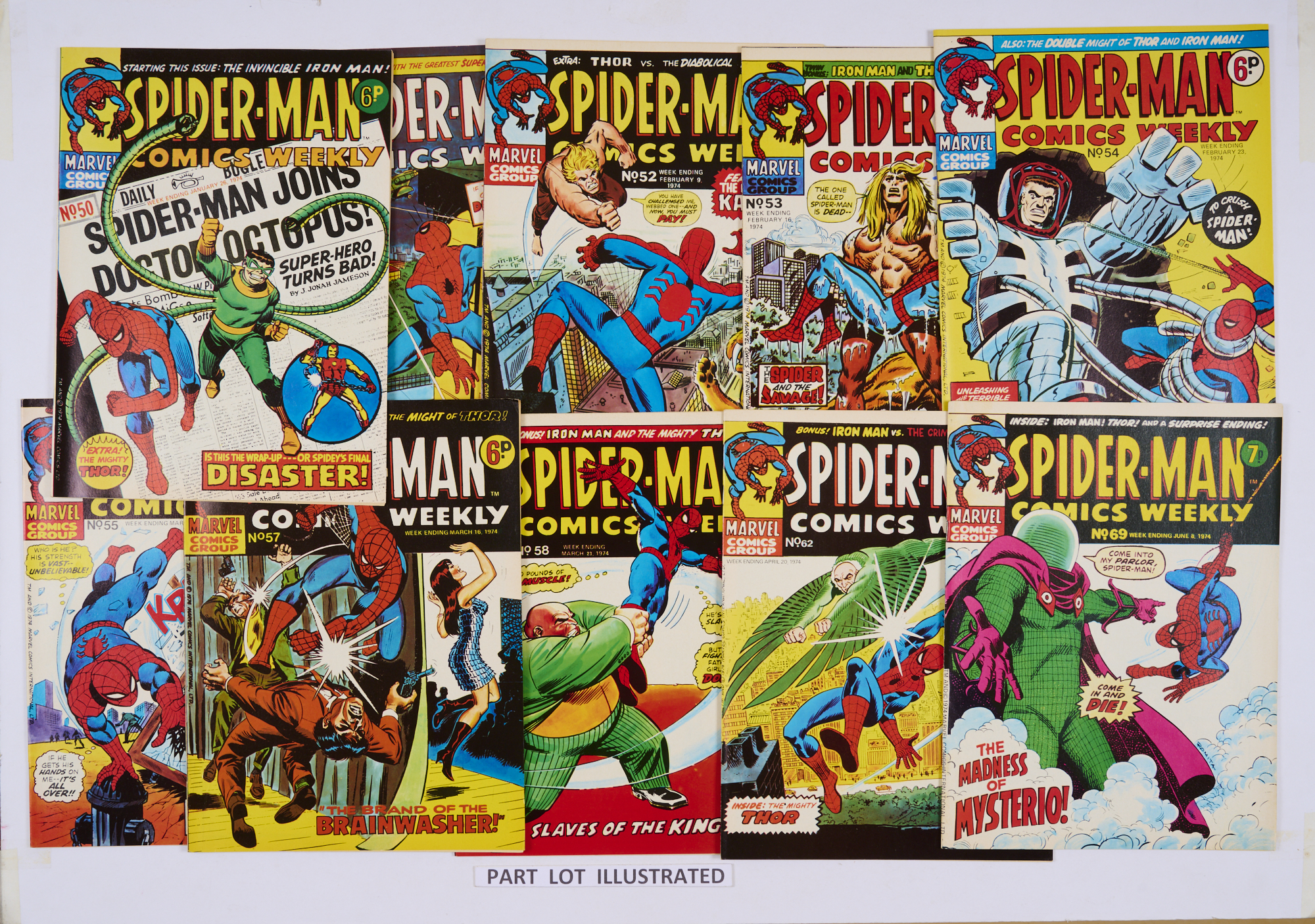 Spider-Man Comics Weekly (1974) 50-70. No. 50 reprints Tales of Suspense # 39 first Iron Man and