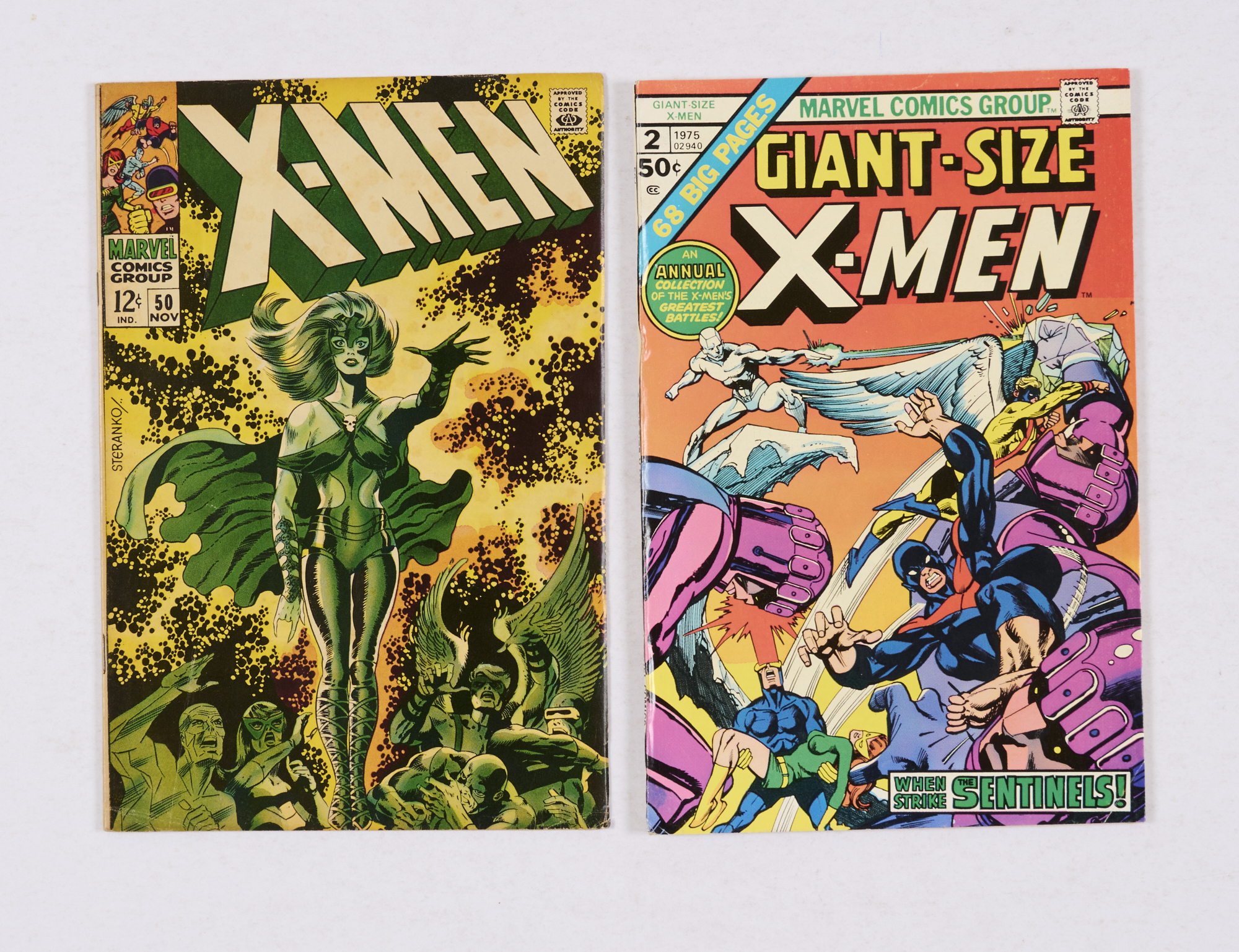 X-Men 50 (1968) Cents copy [fn-]. With Giant-Size X-Men 2 (1975) Cents copy [fn+] (2). No Reserve