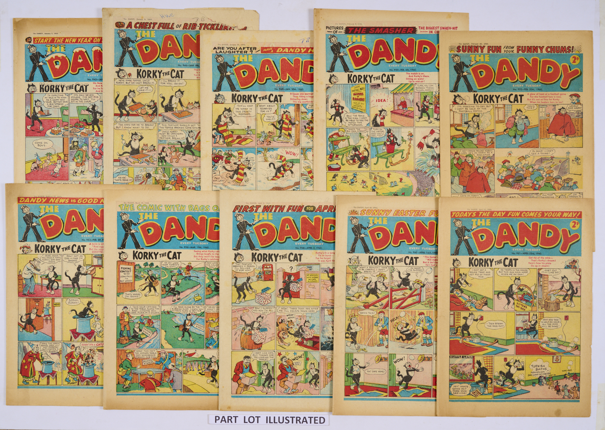 Dandy (1960) 945-953, 955, 956, 958, 960, 961 including New Year, Easter and April Fool issues. No