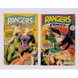 Rangers Comics (Fiction House 1945-48) 24, 44. # 24: 1.5 ins lower spine split [vg-], 44 [vg-] (