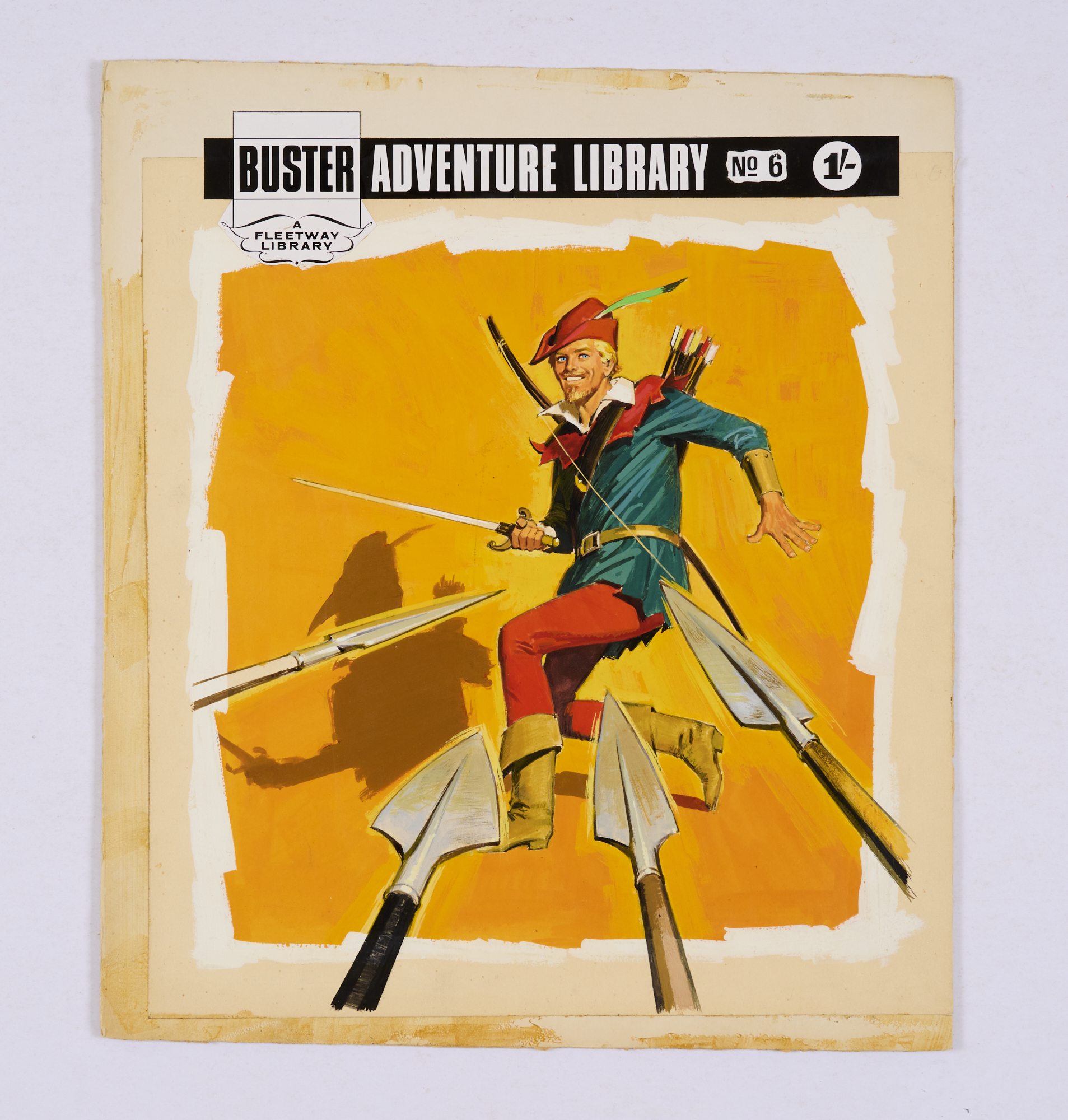Buster Adventure Library No 6 original 'Robin Hood at Bay' cover artwork (1967). Artist unknown.