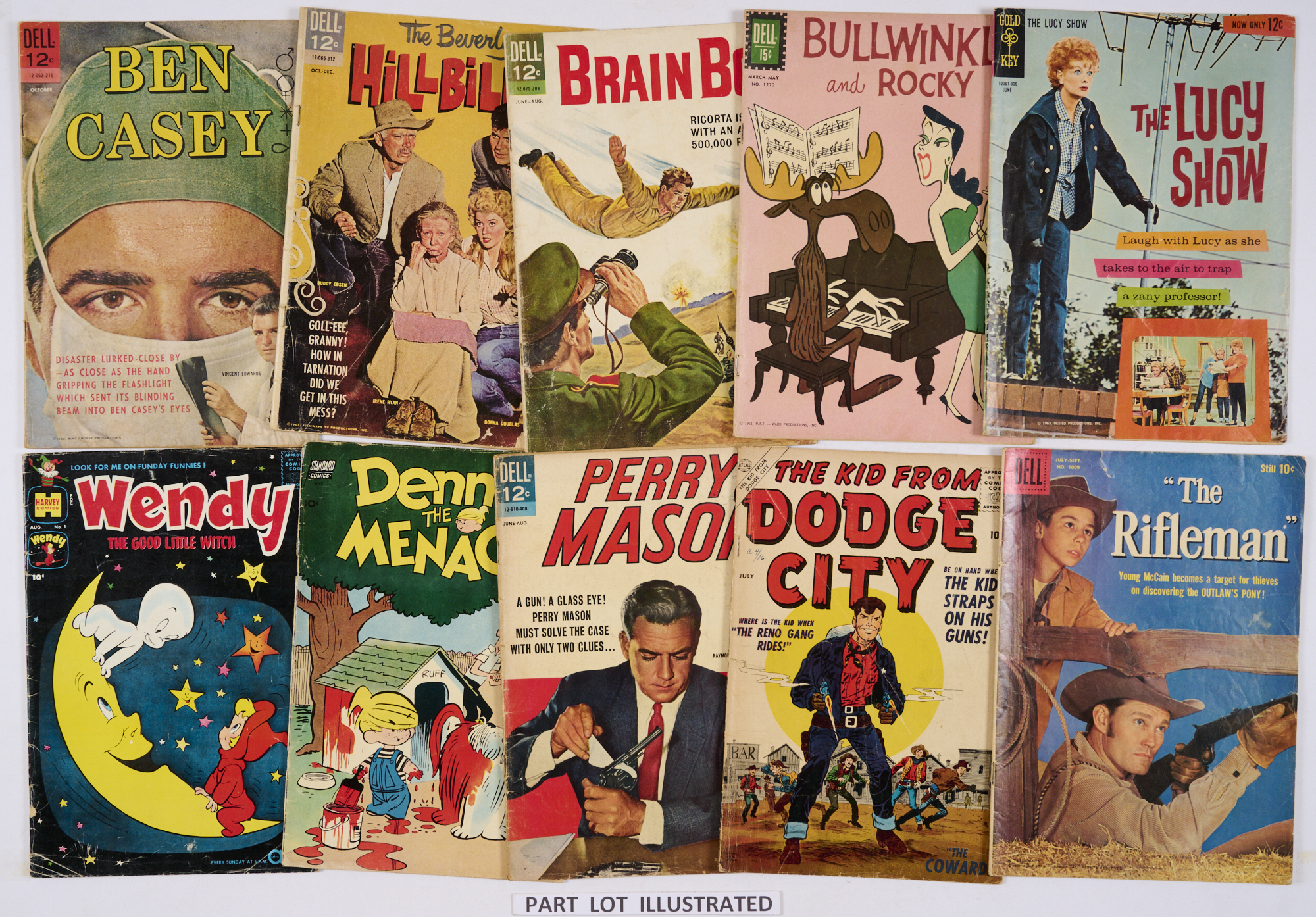 Dell/Gold Key/Harvey TV mix (1960s). Ben Casey 2, Beverley Hillbillies 3, Brain Boy 5, Bullwinkle 2,