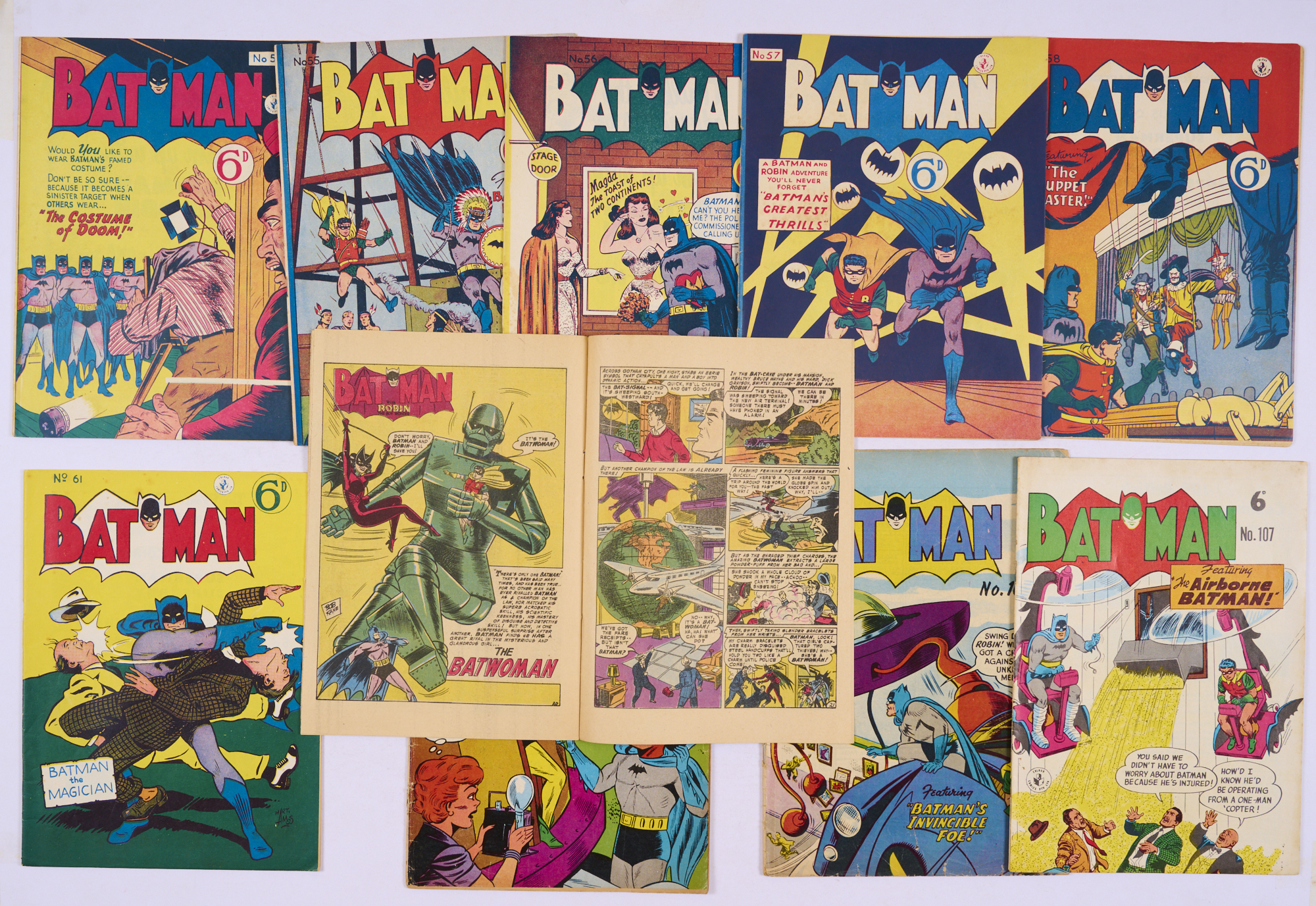 Batman Australian reprints (1950 Series, K.G. Murray) 54-58, 61, 81, 94, 100, 107. No 81 with full - Image 2 of 2