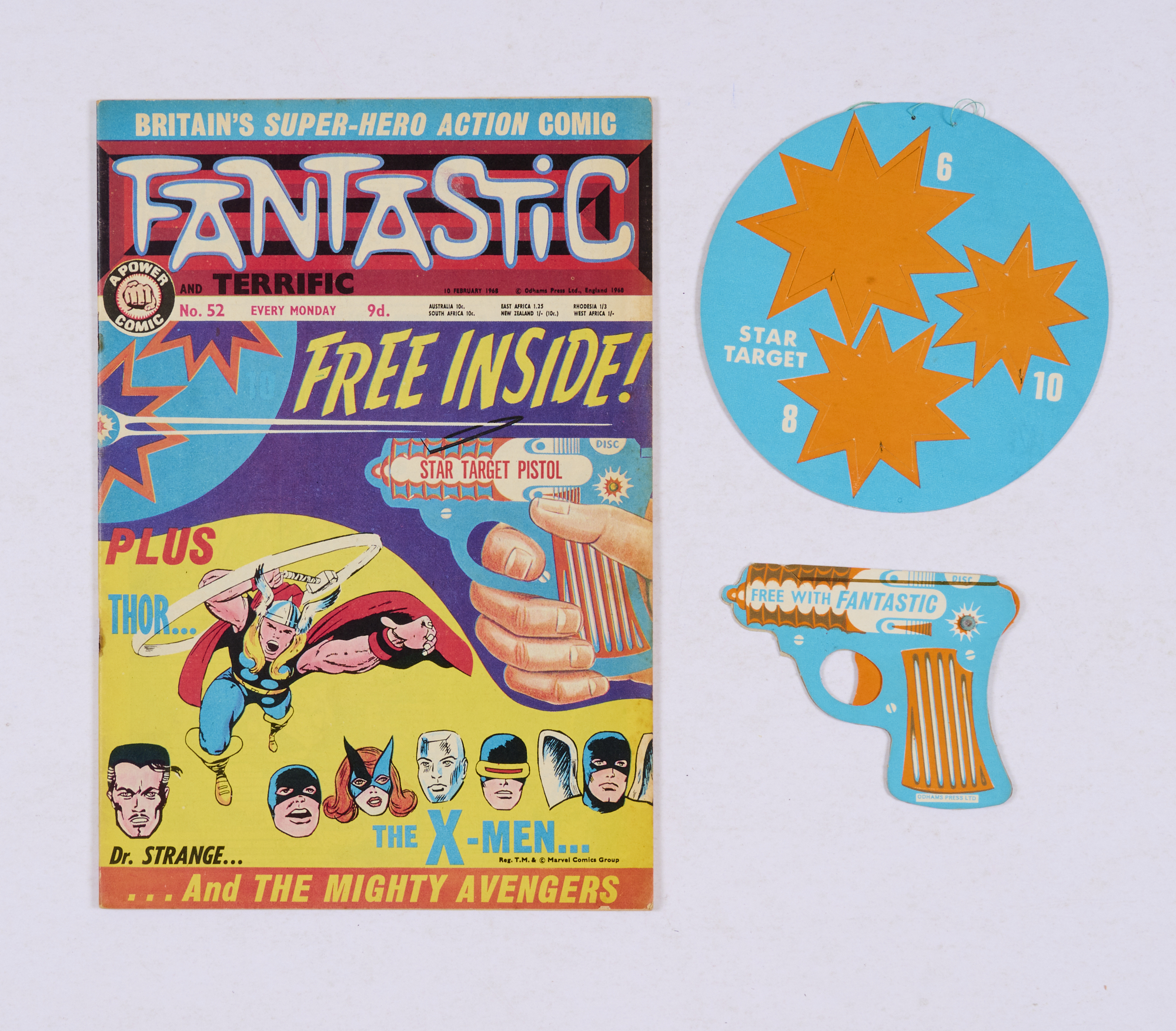 Fantastic 52 (1968) wfg Fantastic Star Target Pistol and Star Target (the six bullet discs are