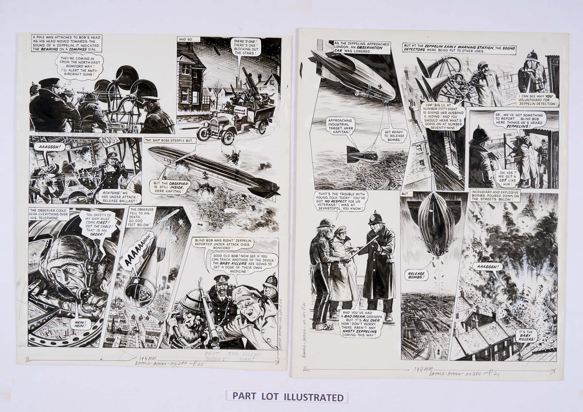 Charley's War: 4 original consecutive artworks (1980) by Joe Colquhoun with script by Pat Mills - Image 2 of 2