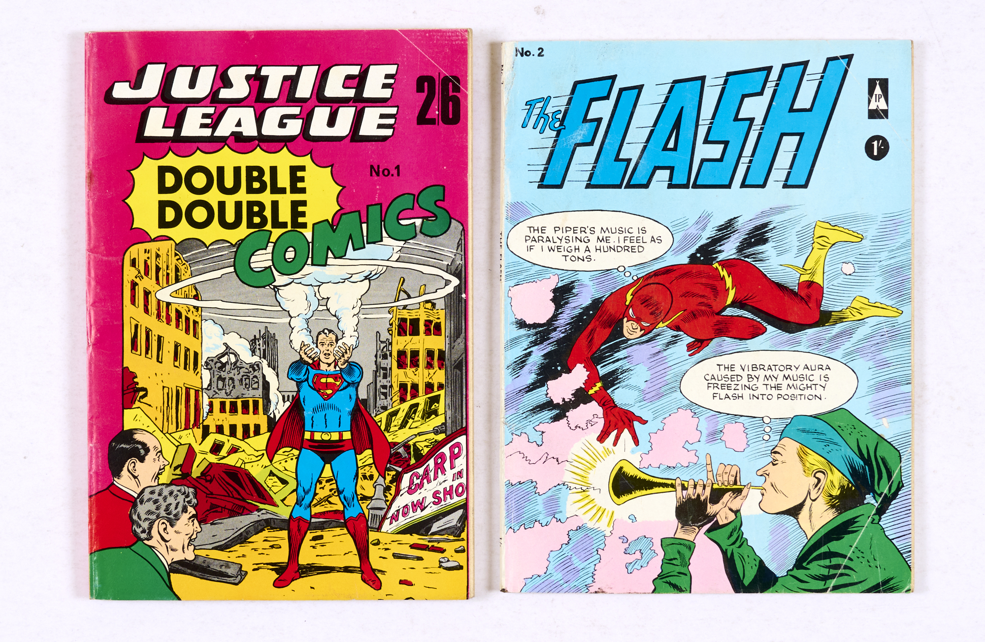 Justice League Double Double Comics 1 (1970) enclosing four coverless, remaindered U.S. issues: