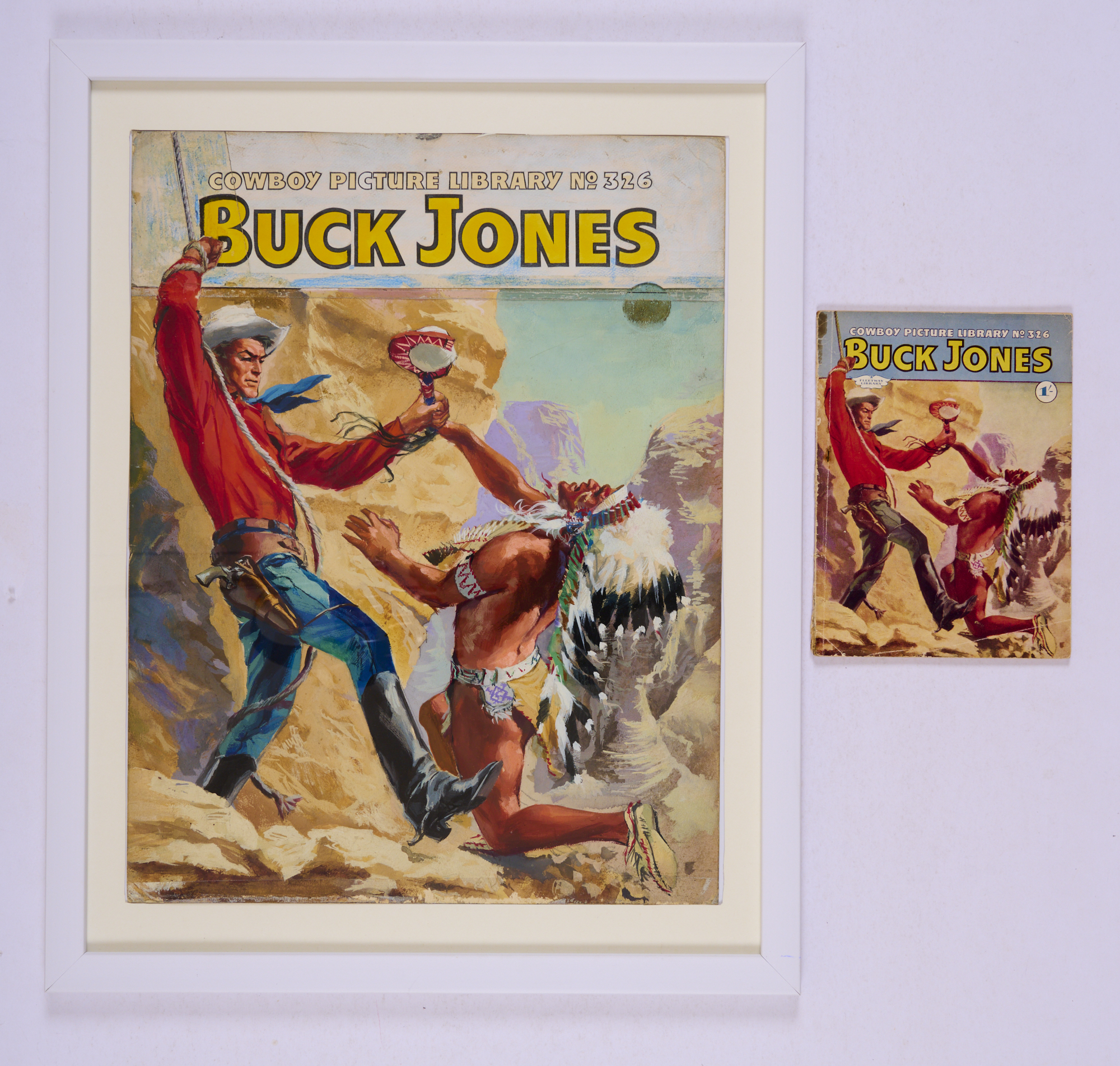 Buck Jones original cover artwork (1959) by Nino Caroselli for Cowboy Picture Library No 326 (also