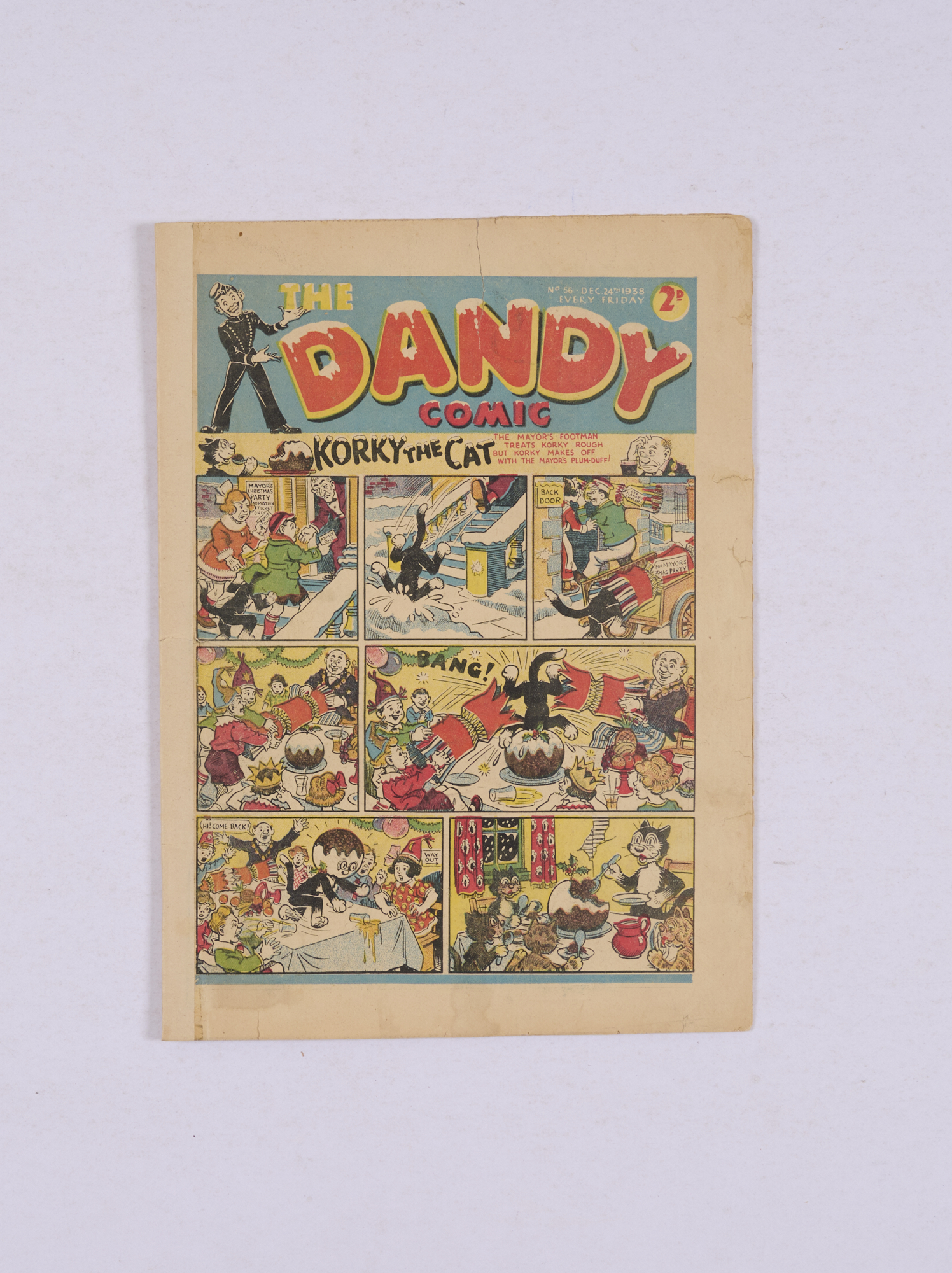 Dandy No 56 (1938). Second Christmas issue. Spine and inside cover edge strengthened with cream