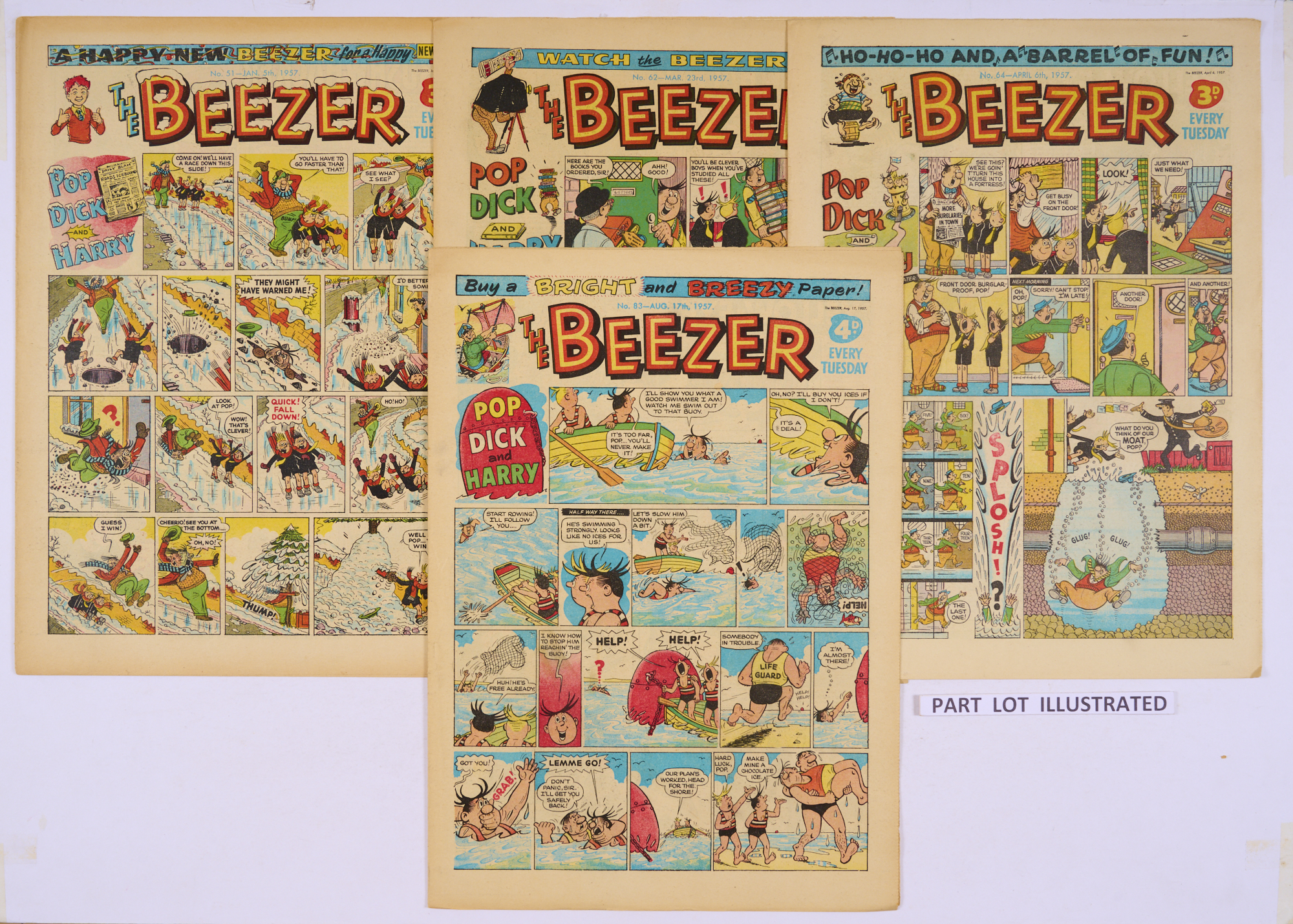 Beezer (1957) 51-102. Near complete year missing No 93 (but with 2 copies of No 92). With Pop,