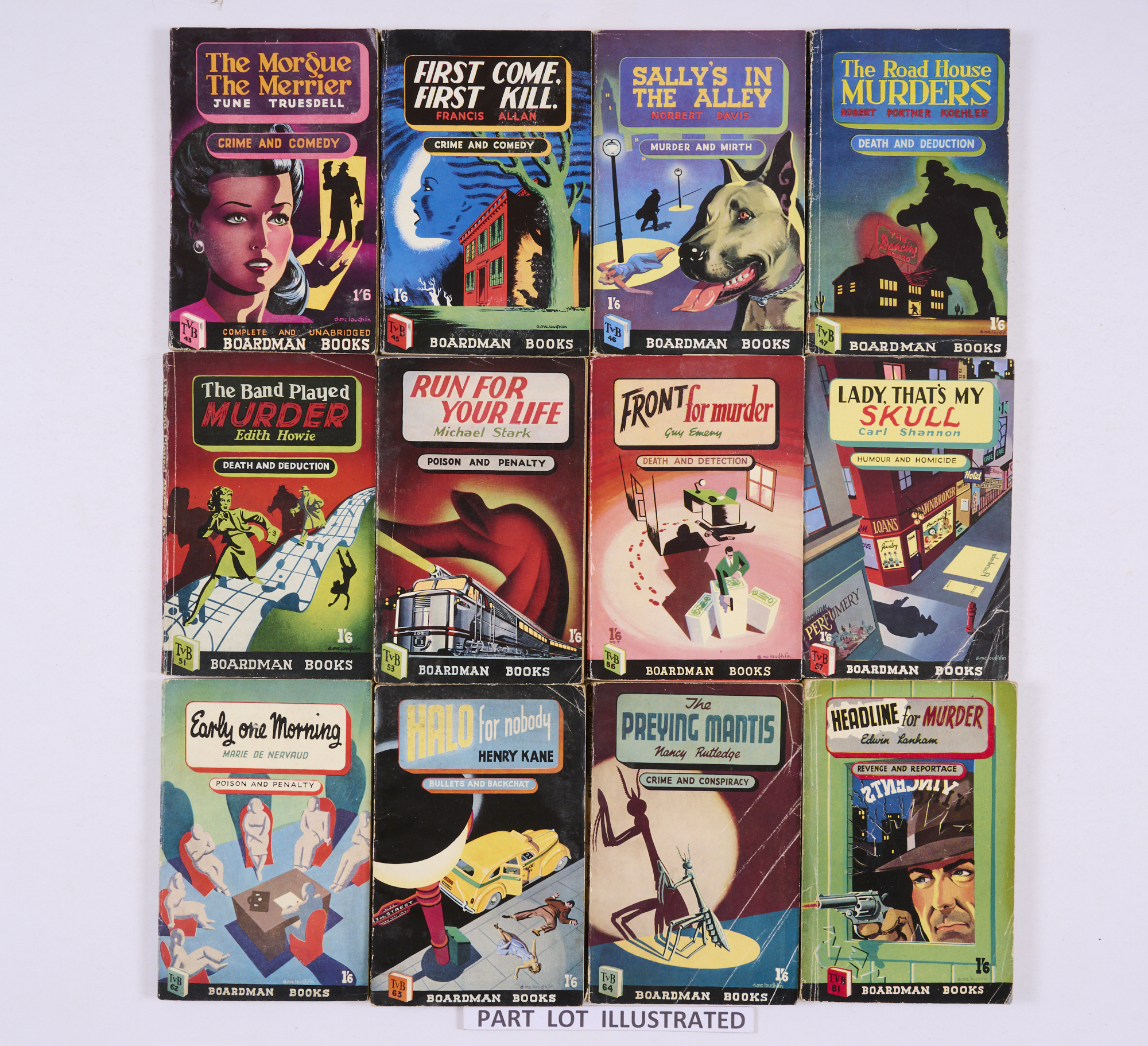 T.V. Boardman paperbacks (1948-51). Hard-boiled crime and detective novels with Denis McLoughlin