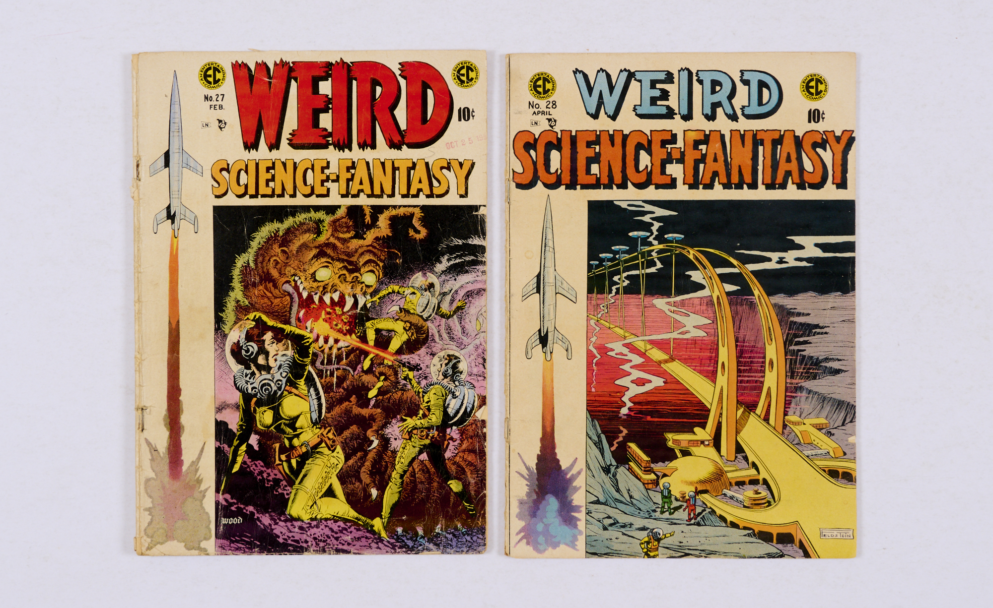 Weird Science-Fantasy (1955) 27 centrefold off lower staple [vg-], 28 cover off lower staple [vg] (