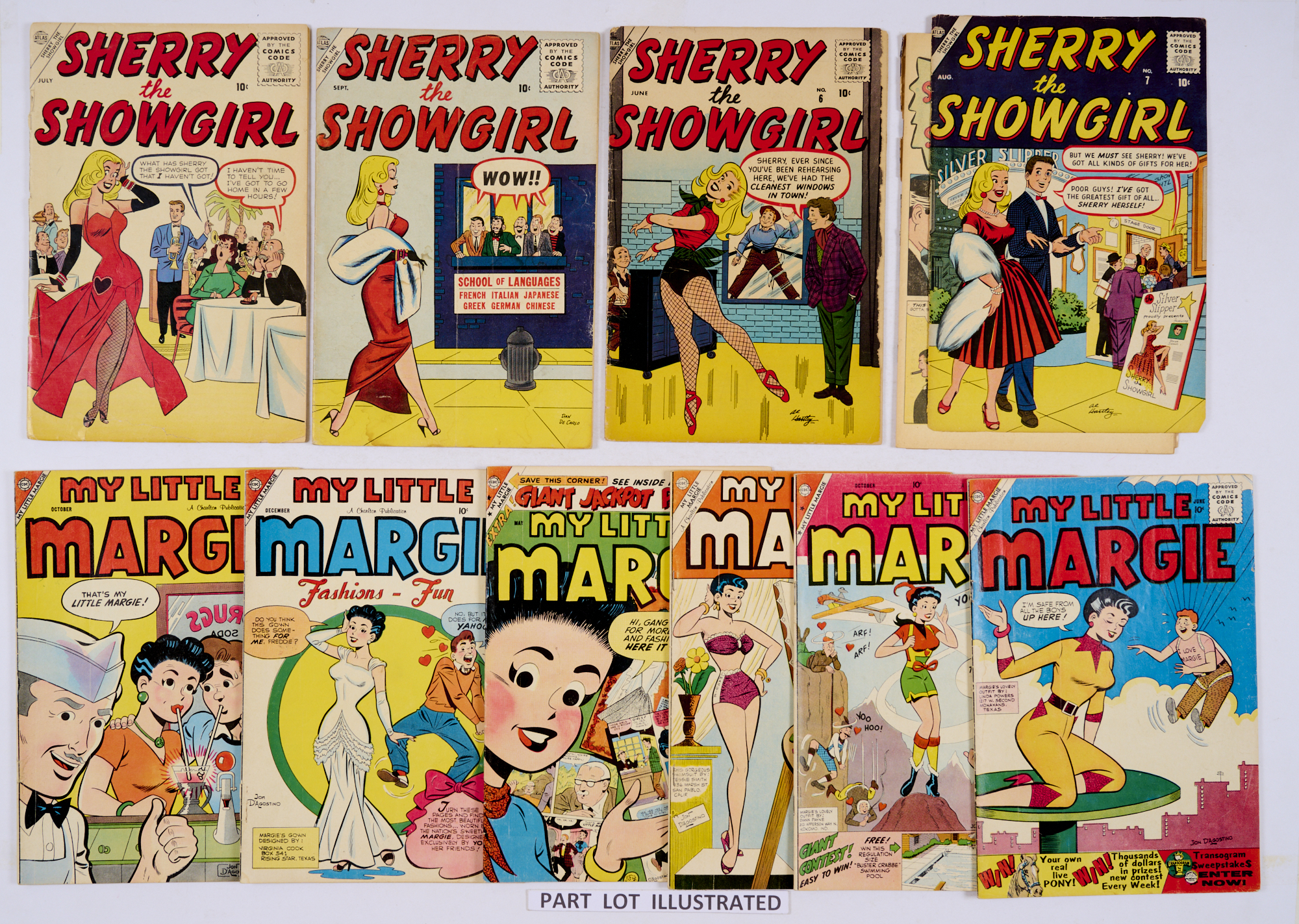 Sherry the Showgirl (1956-57) 1, 2, 6, 7. # 1: detached cover [gd], 2 [vg], 6: cover RH edge