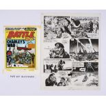 Charley's War: 3 original consecutive artworks (1980) by Joe Colquhoun for Battle-Action 281, pgs