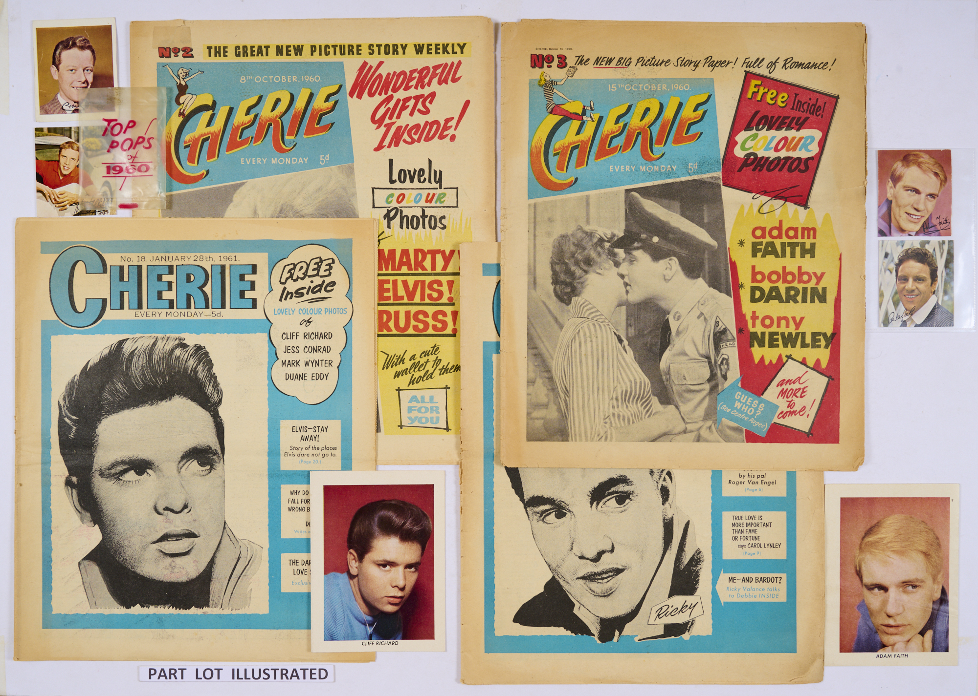 Cherie (1960-61 D.C. Thomson) No 2 wfg Marty Wilde & Craig Douglas photos, No 3 wfg Adam Faith and