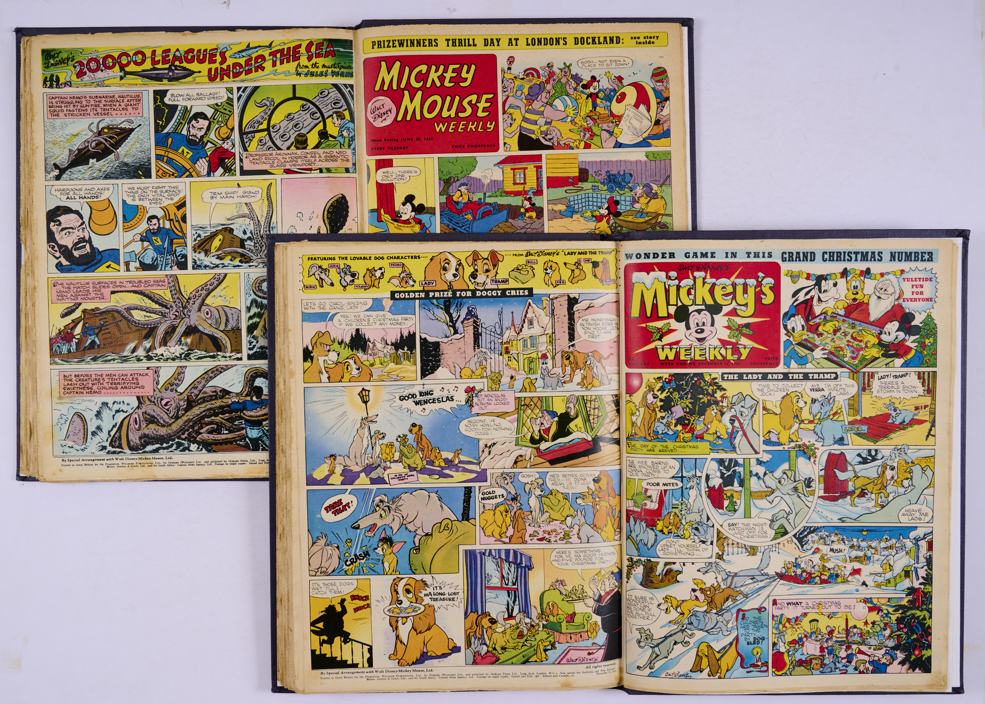 Mickey Mouse Weekly (Jan 1st-Dec 31st 1955). Complete year in two bound volumes. Starring Mickey and - Image 2 of 2