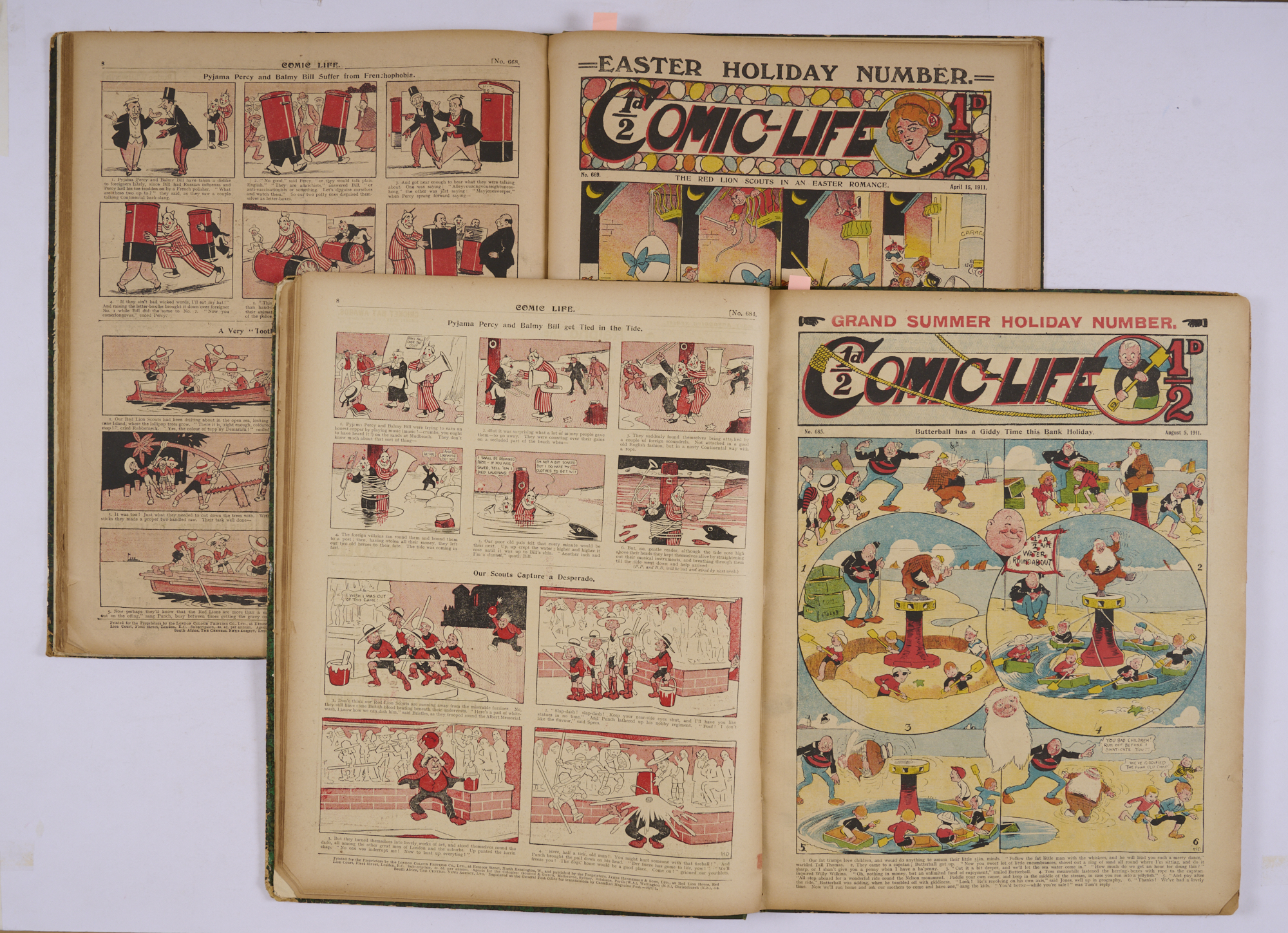 Comic Life (1911) 655-705. Complete year in two bound volumes. Published by J. Henderson & Sons.