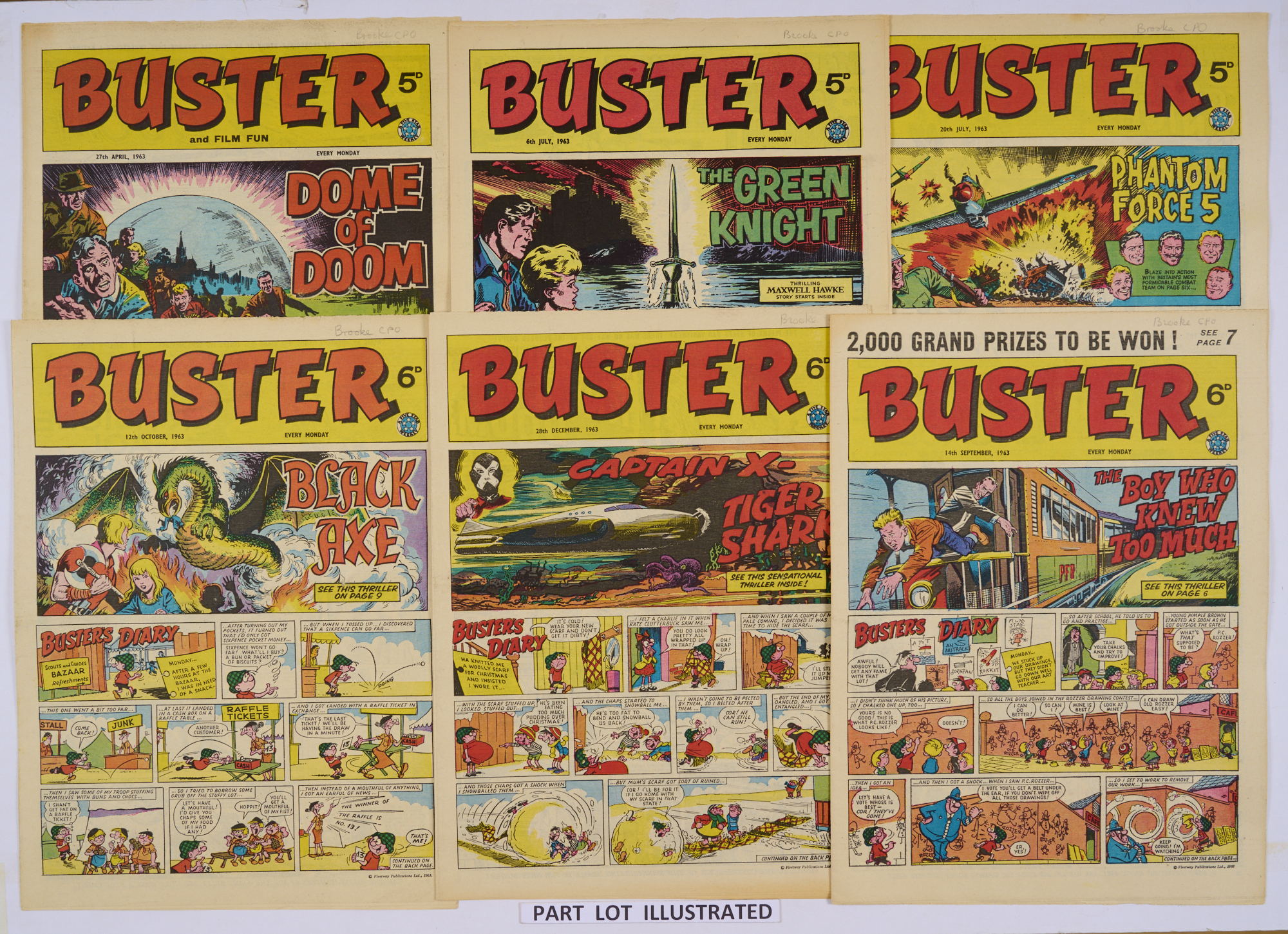 Buster (5 Jan - 28 Dec 1963). Complete year. Starring Maxwell Hawke, The Black Axe, Bruce Forsyth,