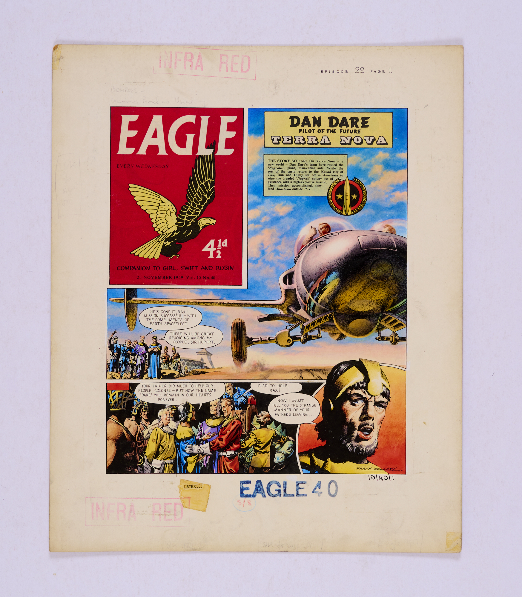 Dan Dare/Eagle original artwork (1959) painted and signed by Frank Bellamy for The Eagle Vol. 10