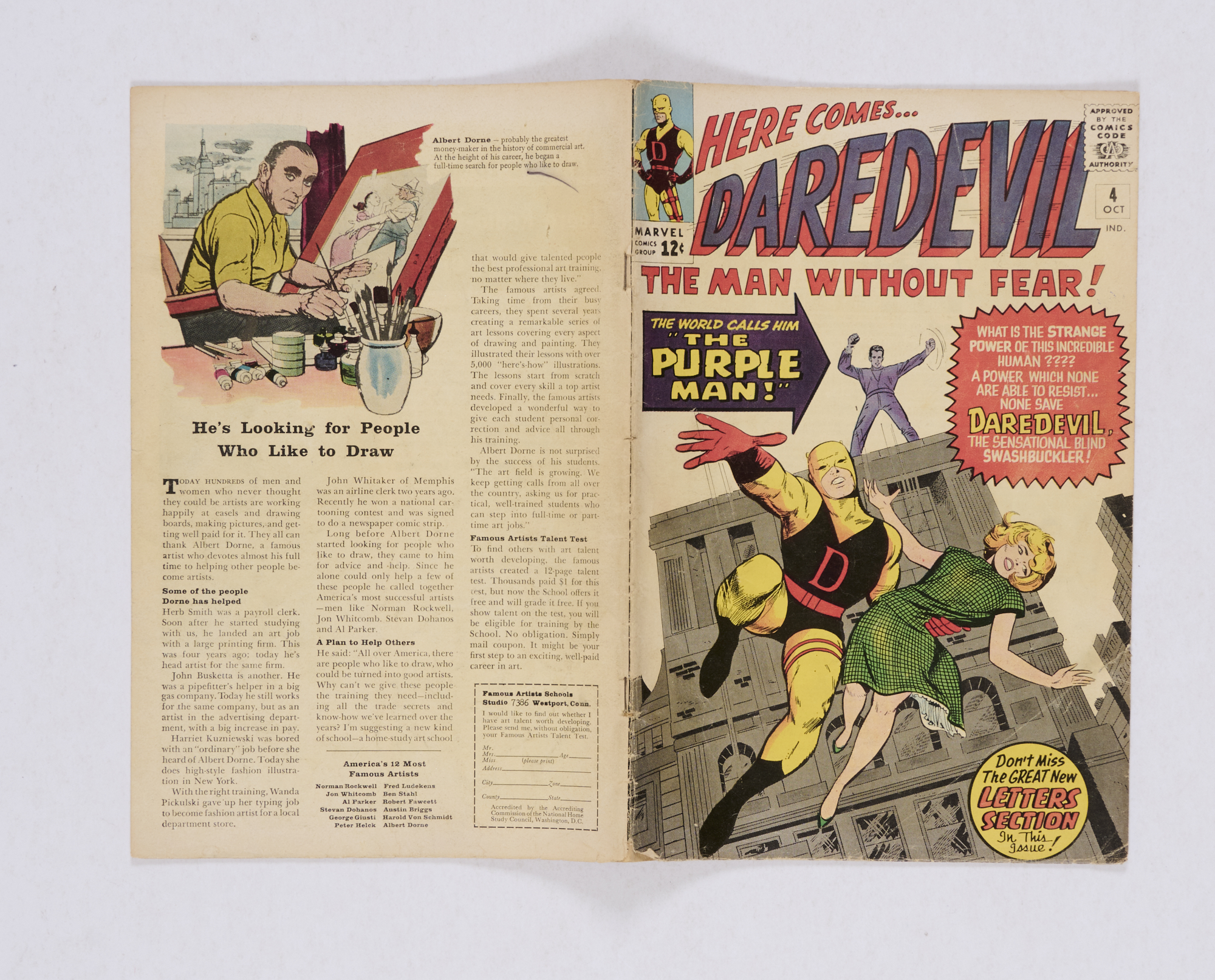 Daredevil 4 (1964) Cents copy. Small tape to interior cover edge [vg]. No Reserve - Image 2 of 5