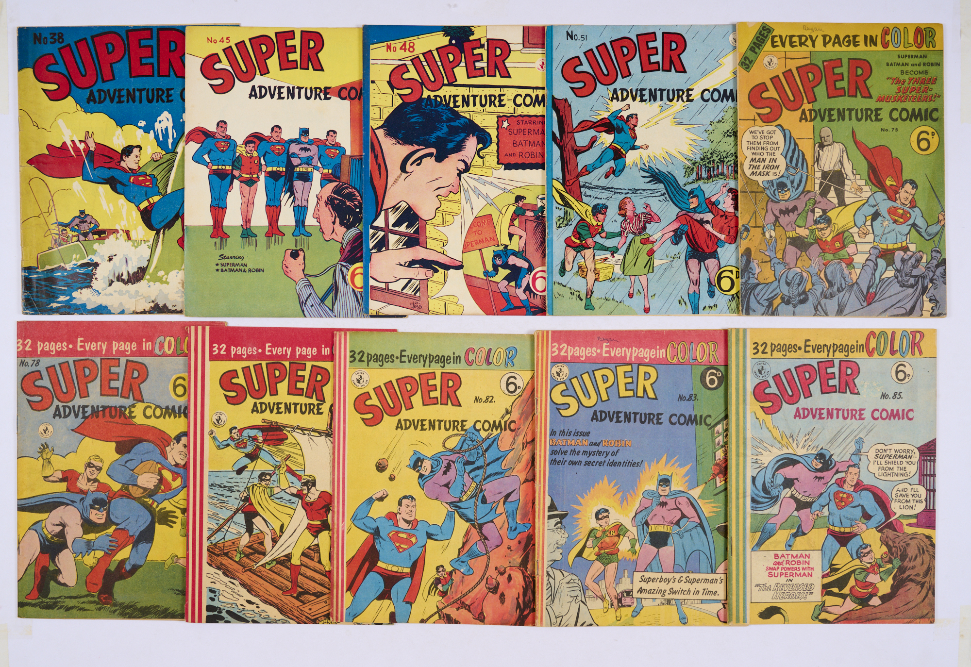 Super Adventure Comic Australian reprints (1950s K.G. Murray) 38, 45, 48, 51, 75, 78, 79, 82, 83,