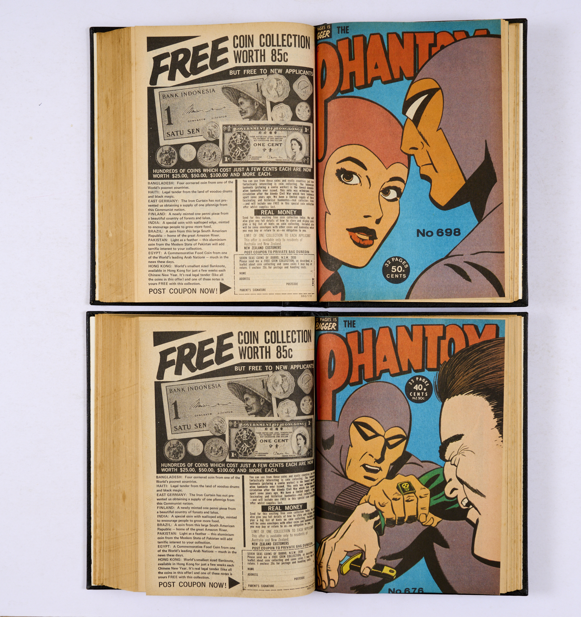 The Phantom (Frew Publ. NSW 1979-80) 661-700 in two bound volumes. Starring Lee Falk's costumed - Image 3 of 3