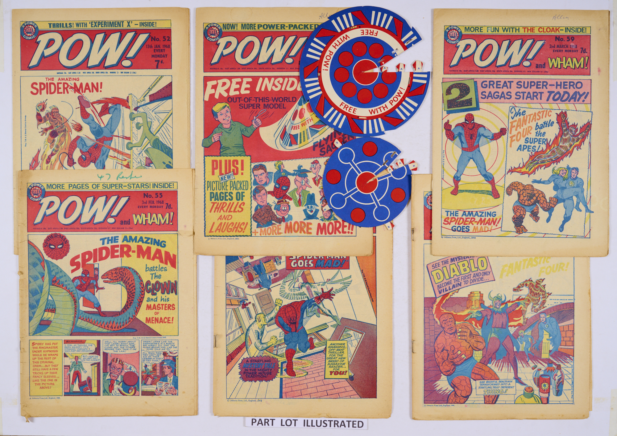 POW! (1968) 51-86 (final issue) No 53 wfg Flying Saucer (lacking press-out card). Reprinting U.S.