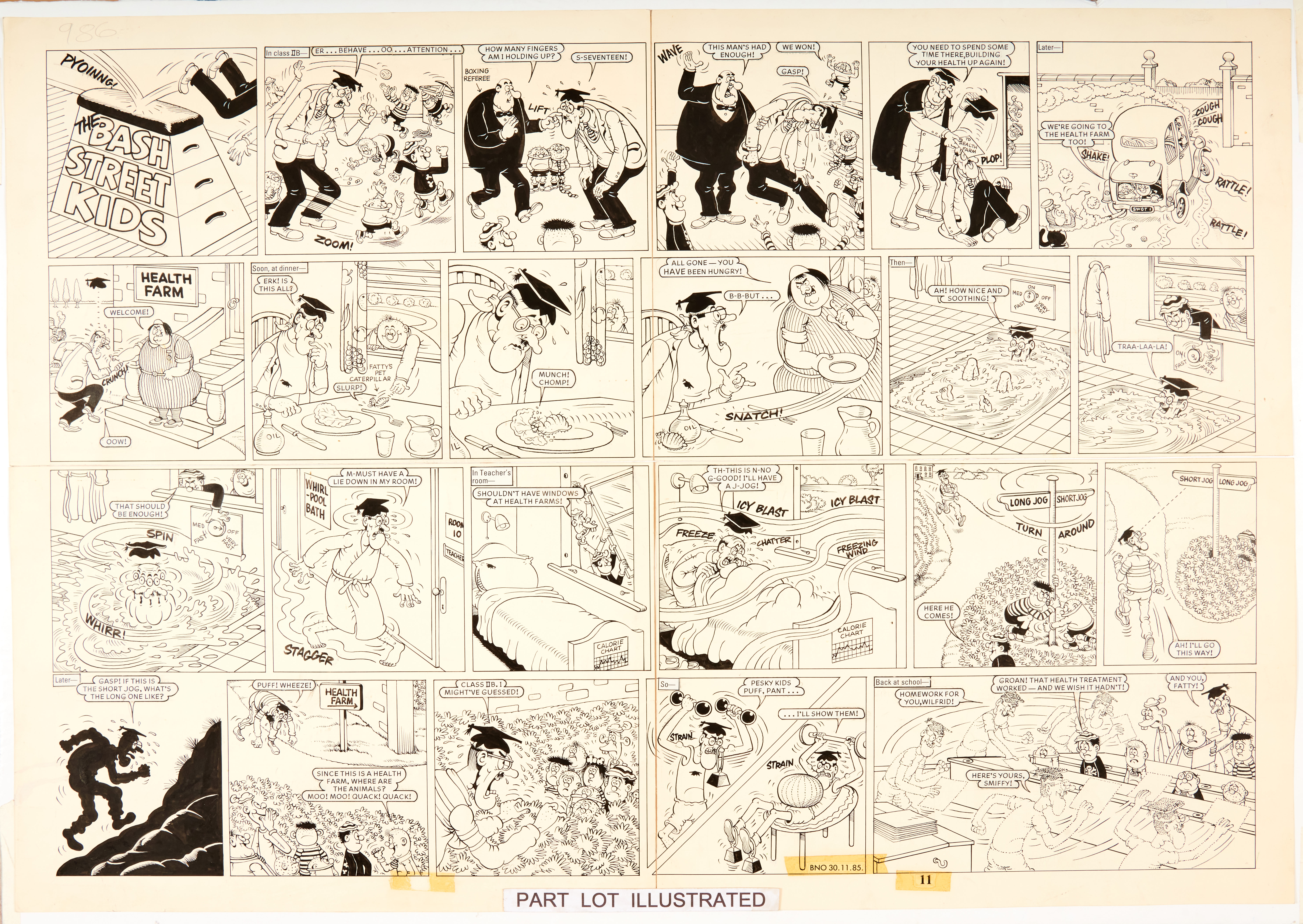 Bash Street Kids original double page artwork by David Sutherland for The Beano 2263 November 30th