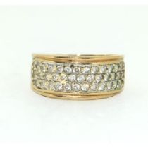 9ct gold ladies 3 bar Diamond ring 3.1g size J