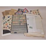 Box of world stamps on album pages and stock cards, approval books etc.