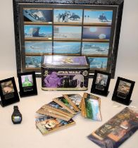 Star Wars ephemera including a collection of Topps Wide Vision trading cards, some framed,