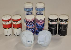 Carlton Ware collection of five pairs of vintage salt and pepper shakers to include "Bobbies" and "